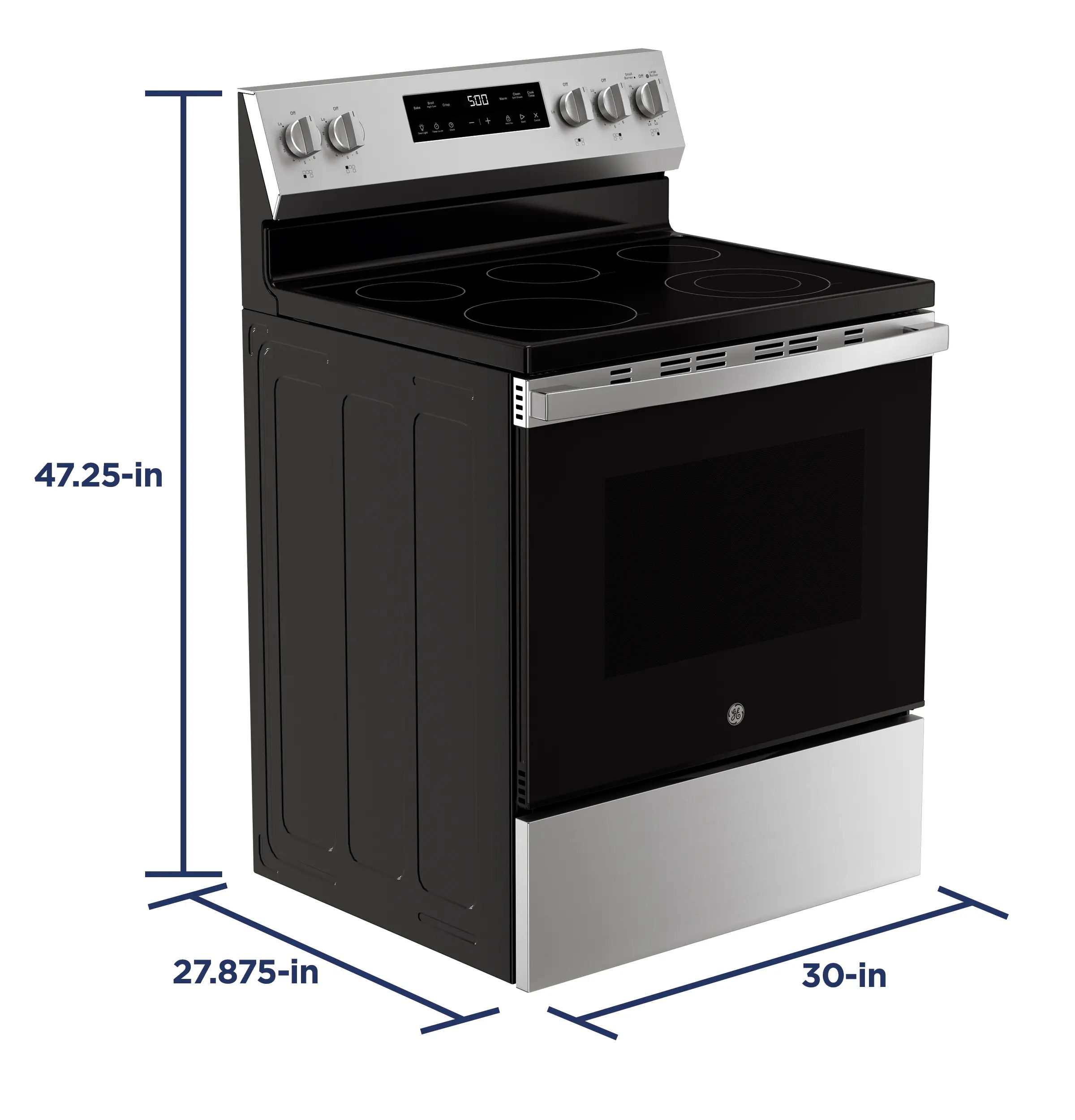 GRF500PVSS GE 5.3 Cu Ft Electric Range - Black, Stainless Steel-3