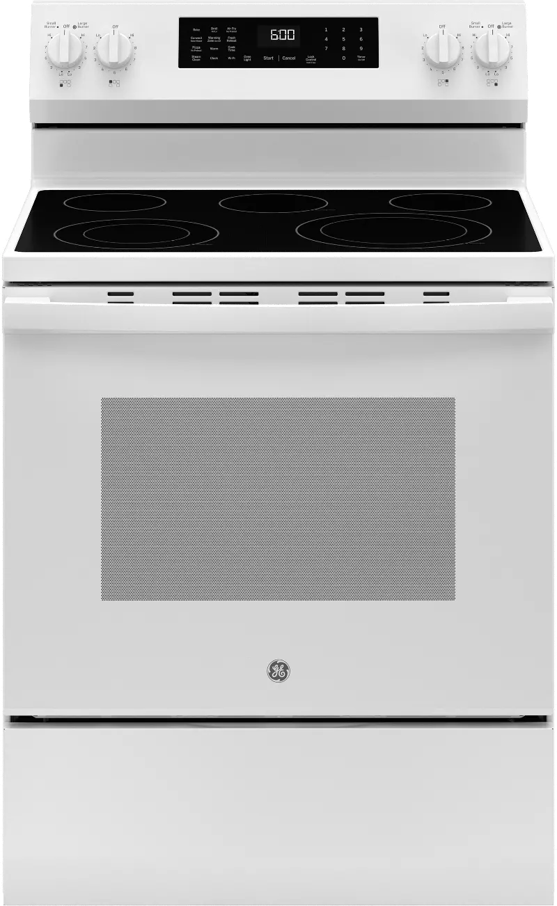GE 5.3 Cu Ft Single Oven Range with Air Fry - White