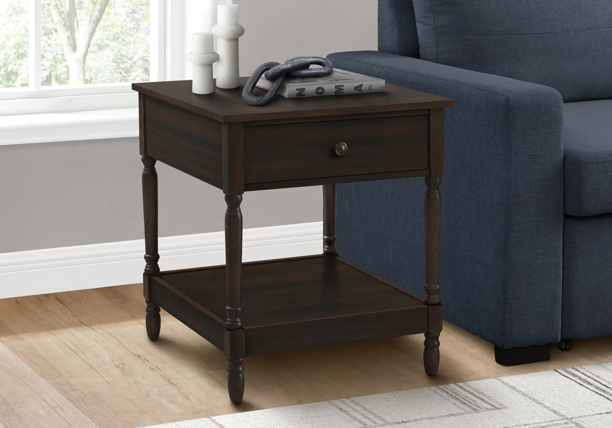Walnut Brown Traditional Accent Table-2