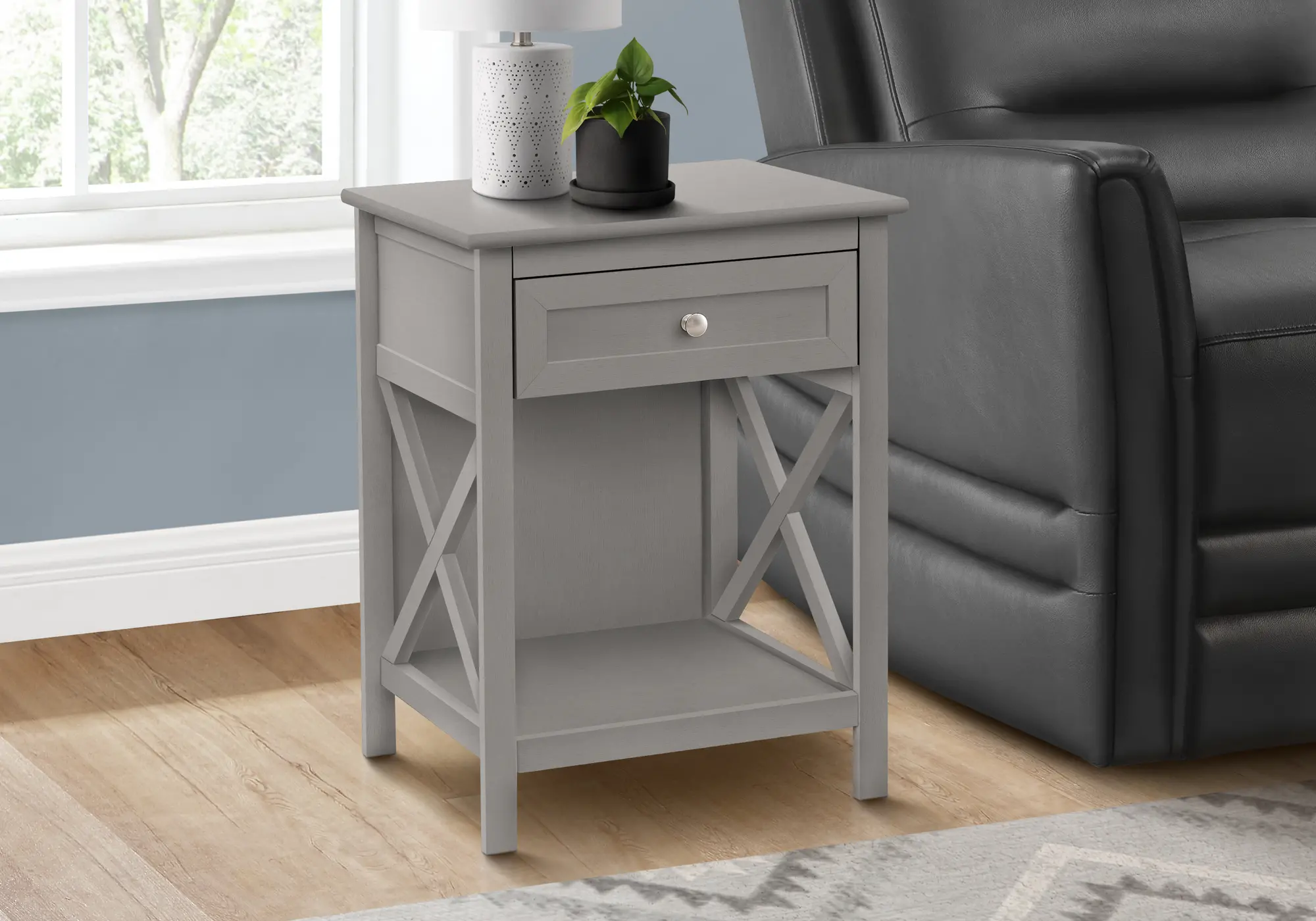 Spring Two Tier Gray Accent Table-2