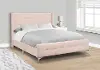 Chadley Pink Velvet Upholstered Queen Bed