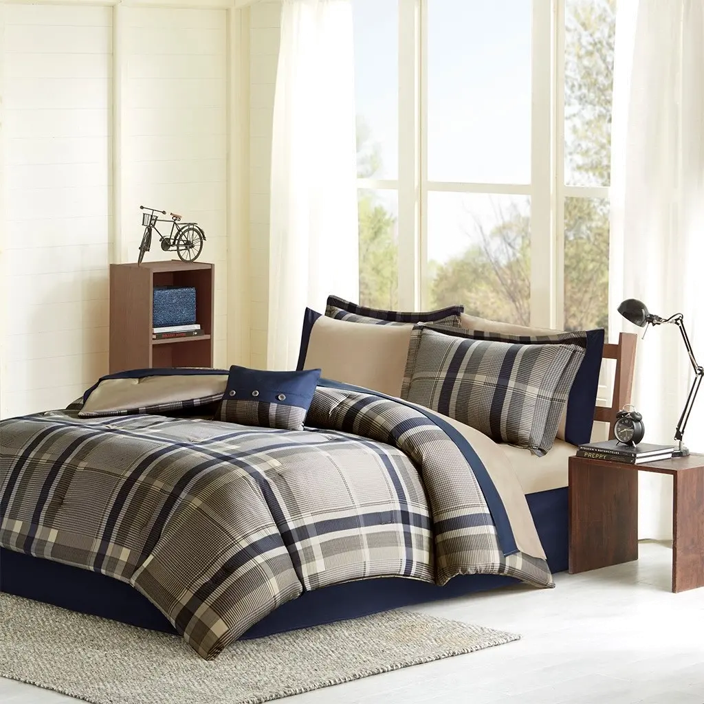 Robbie Plaid Full 5 Piece Bedding Set-1