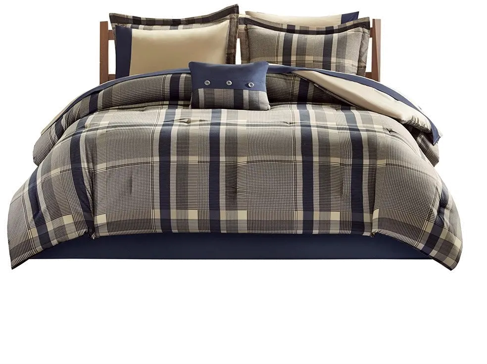 Robbie Plaid Full 5 Piece Bedding Set-2