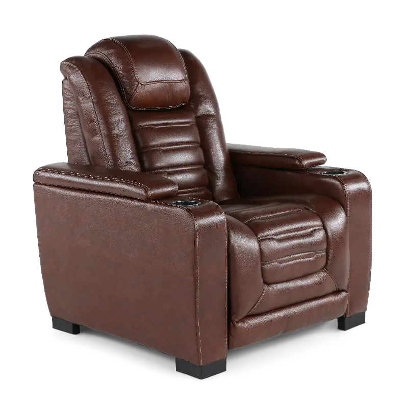 Transformer Dark Brown Leather Power Recliner with Power Headrest