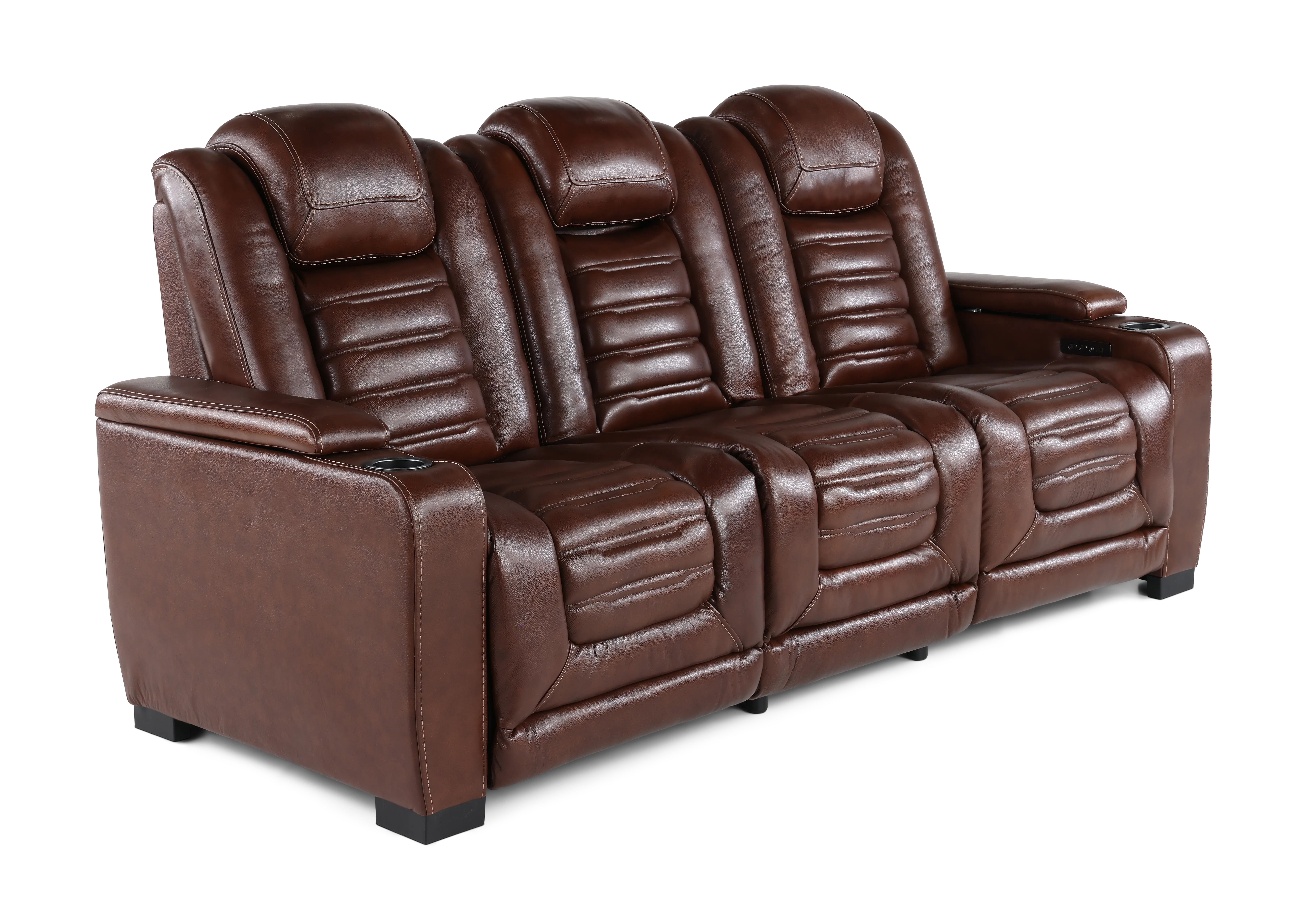 Transformer Dark Brown Leather 3 Piece Power Reclining Sofa-4