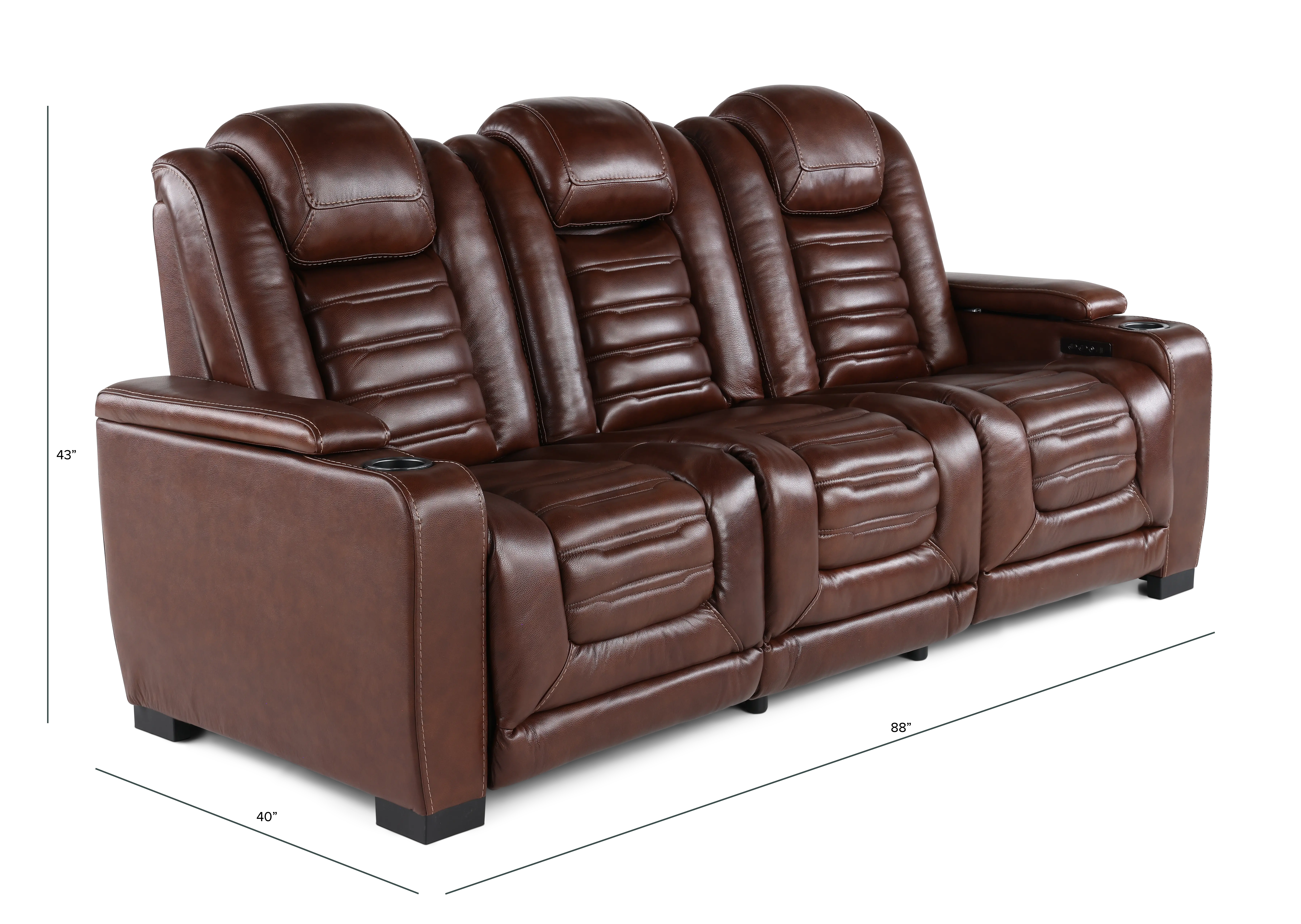 Transformer Dark Brown Leather 3 Piece Power Reclining Sofa-3