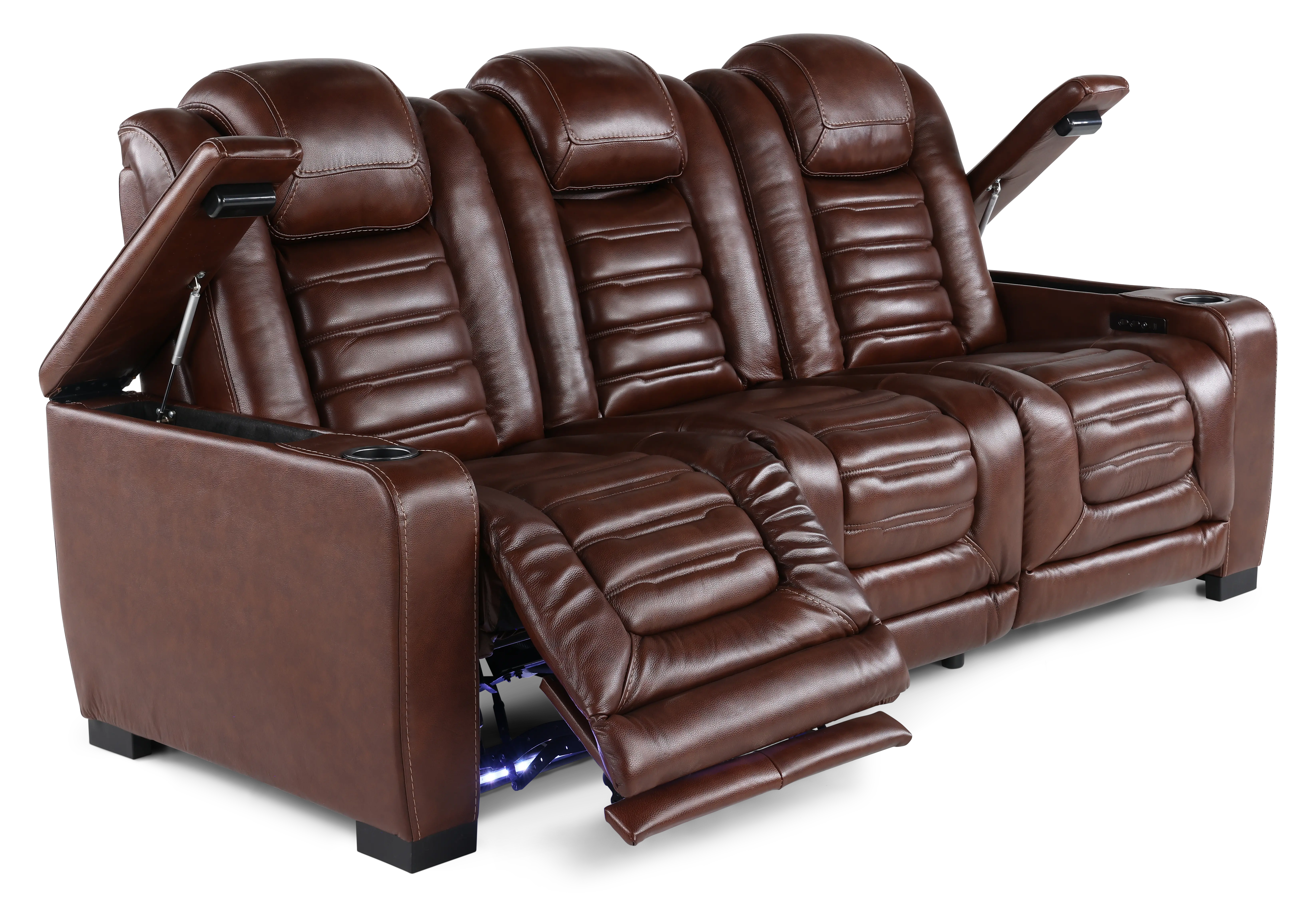 Transformer Dark Brown Leather 3 Piece Power Reclining Sofa-5