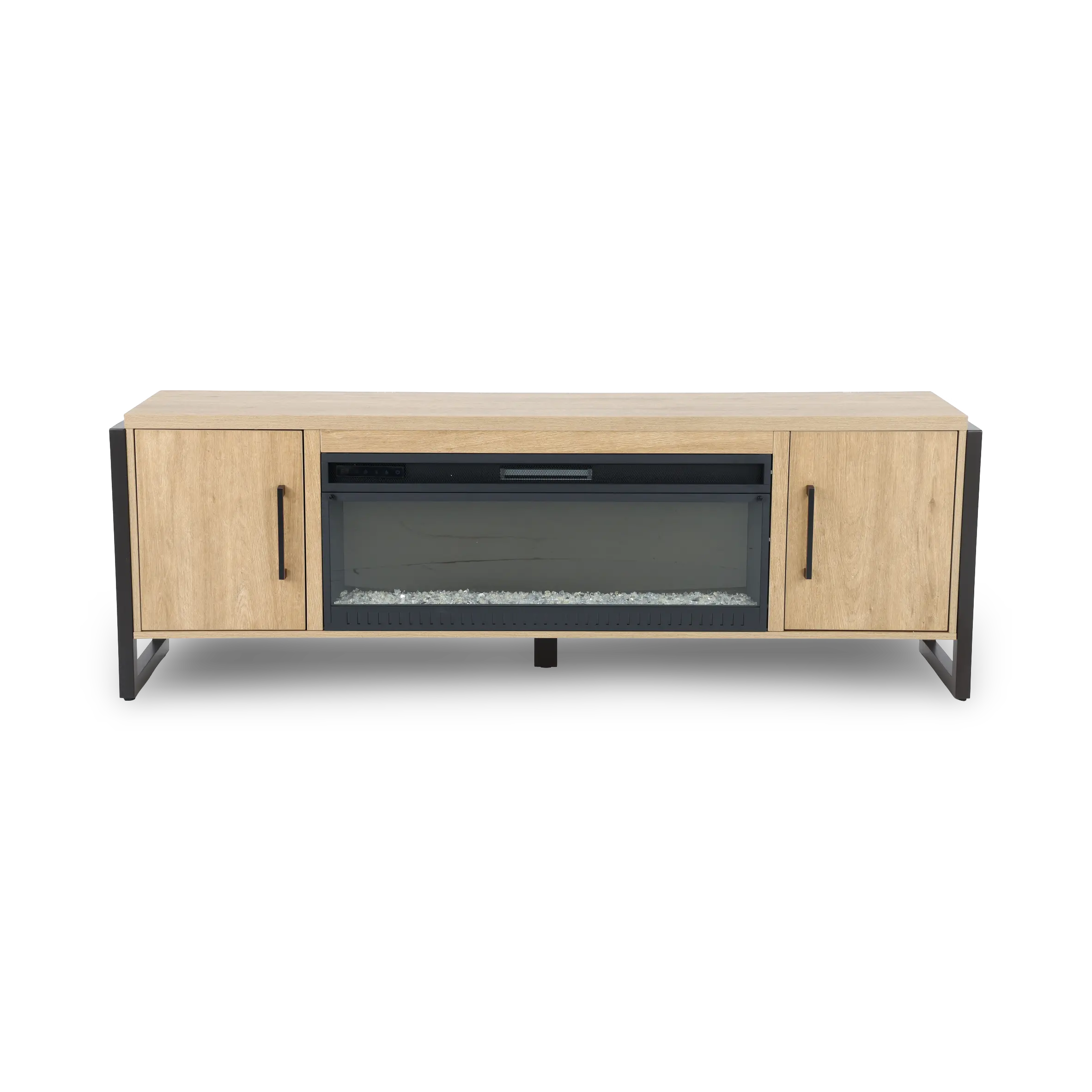 Mason Natural and Black Fireplace TV Console-1