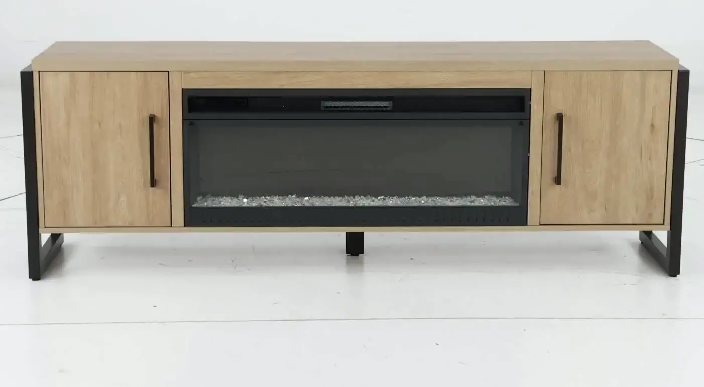 Mason Natural and Black Fireplace TV Console-10