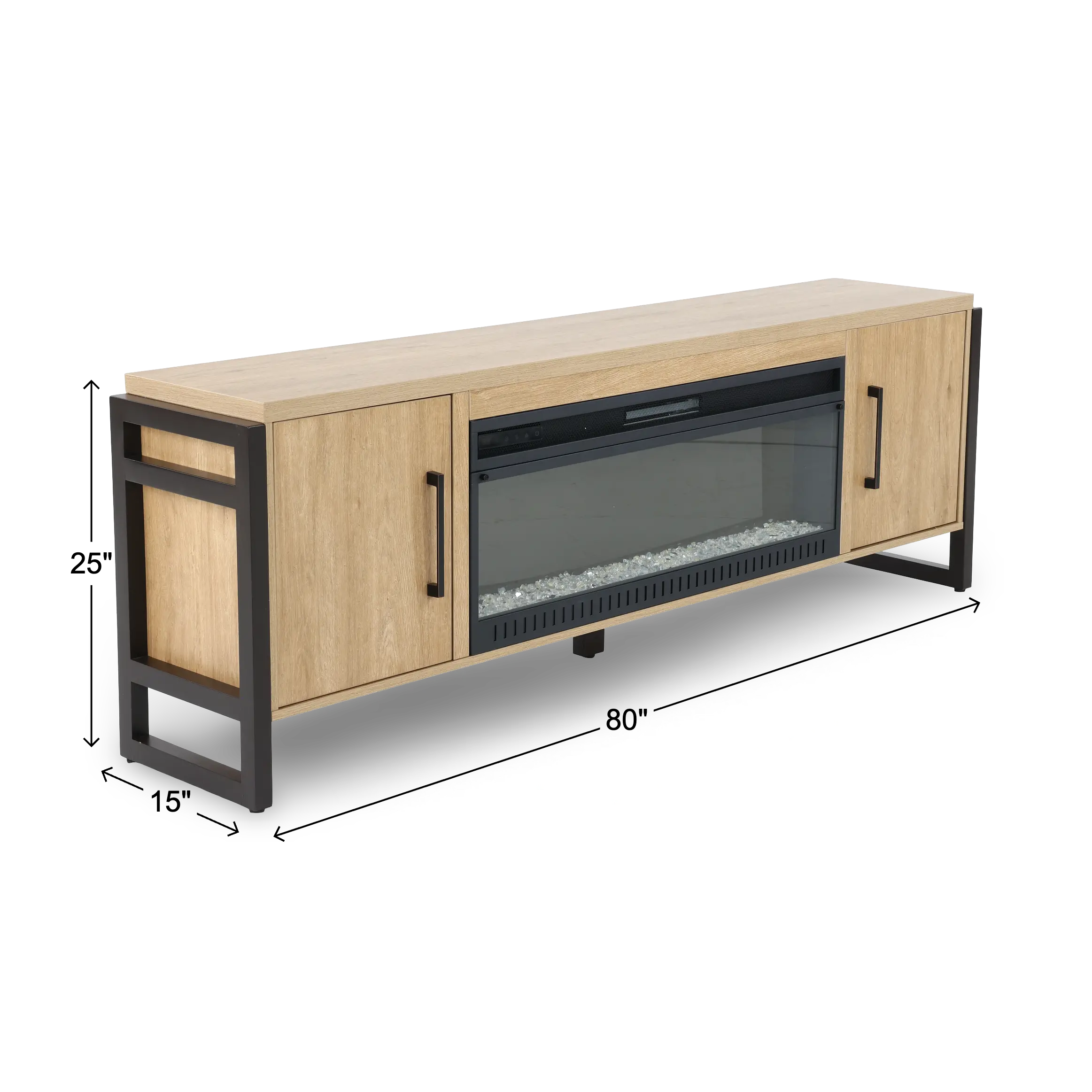 Mason Natural and Black Fireplace TV Console-3