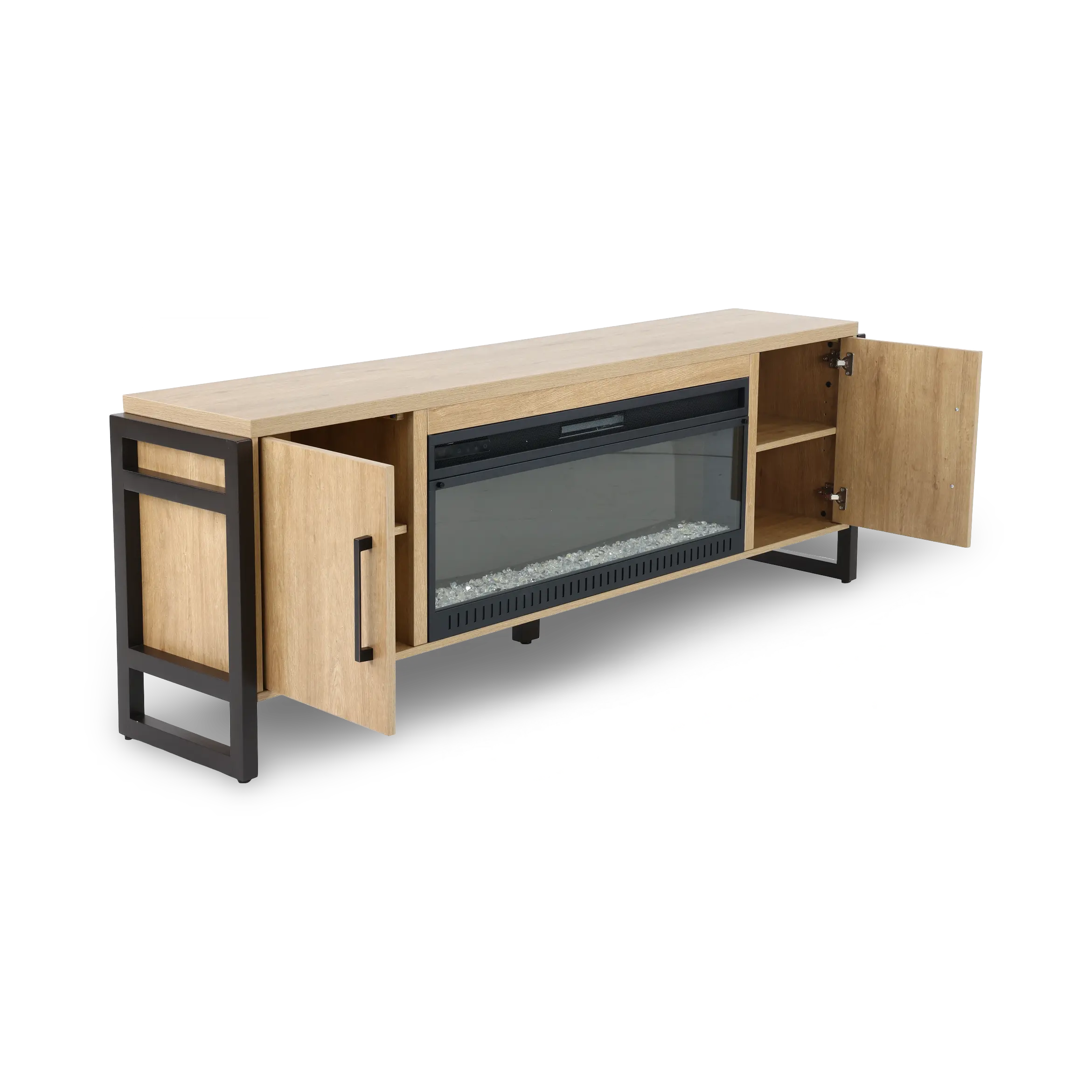 Mason Natural and Black Fireplace TV Console-5