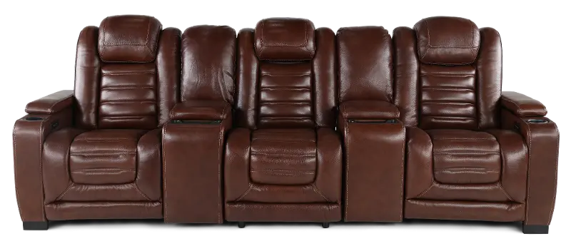 Transformer Dark Brown Leather 5 Piece Power Reclining Home Theater Seating