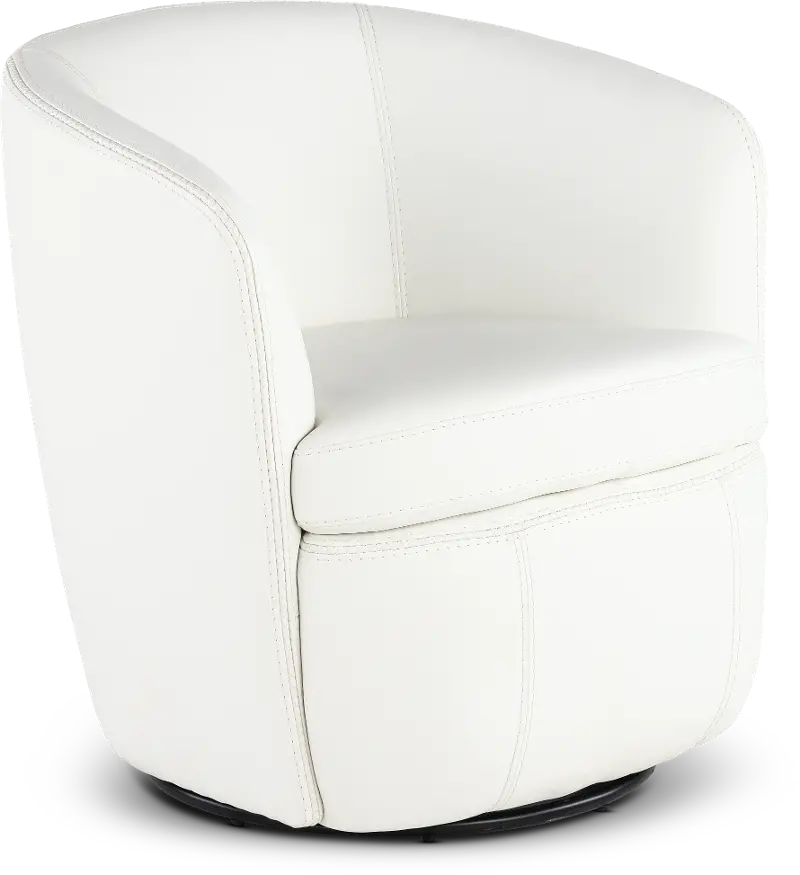 Barolo White Leather Swivel Club Chair