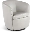 Barolo Light Gray Leather Swivel Club Chair