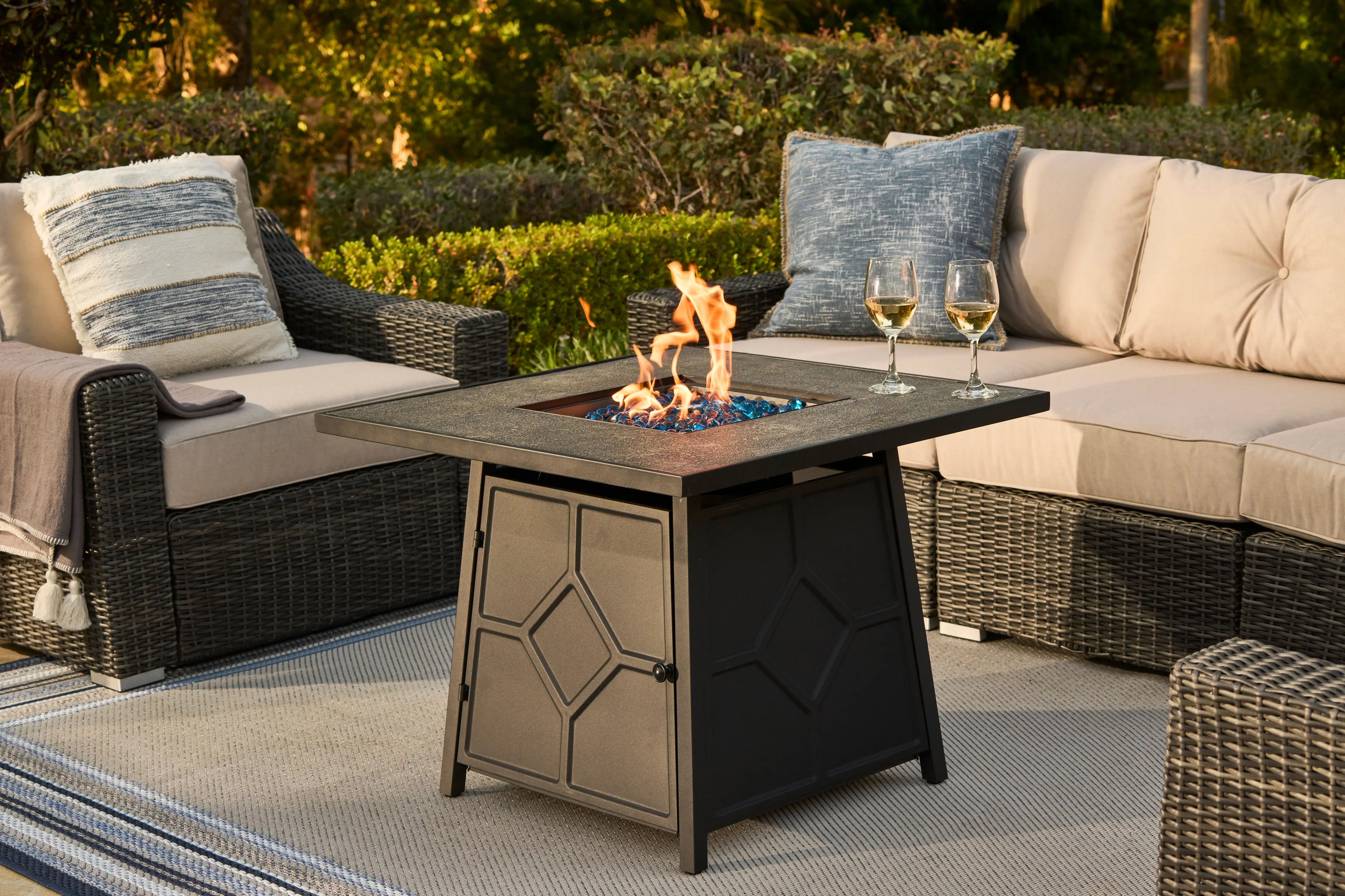 32 Square Table Gas Fire Pit-2