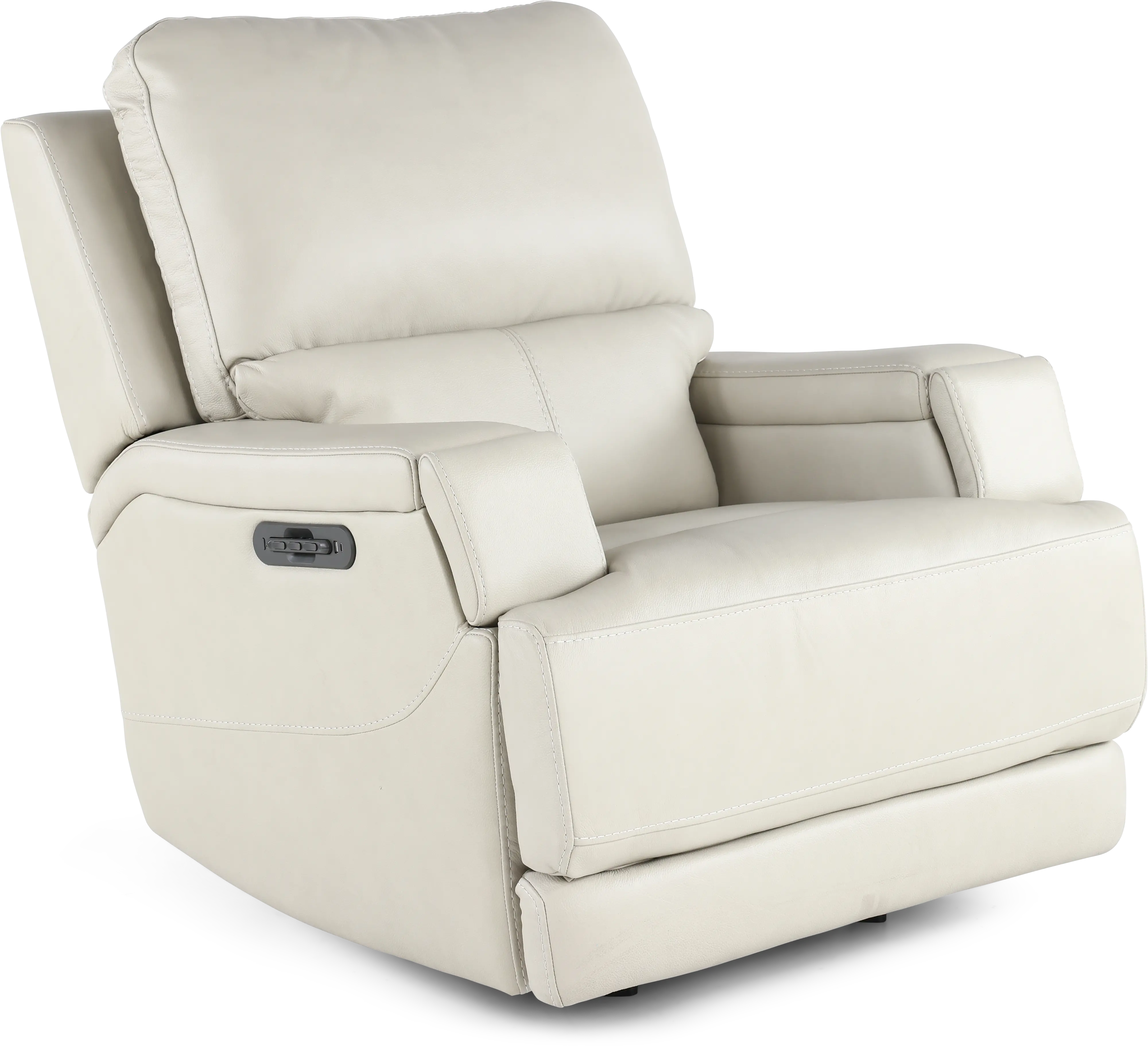 Rushton White Leather Power Rocker Recliner-1