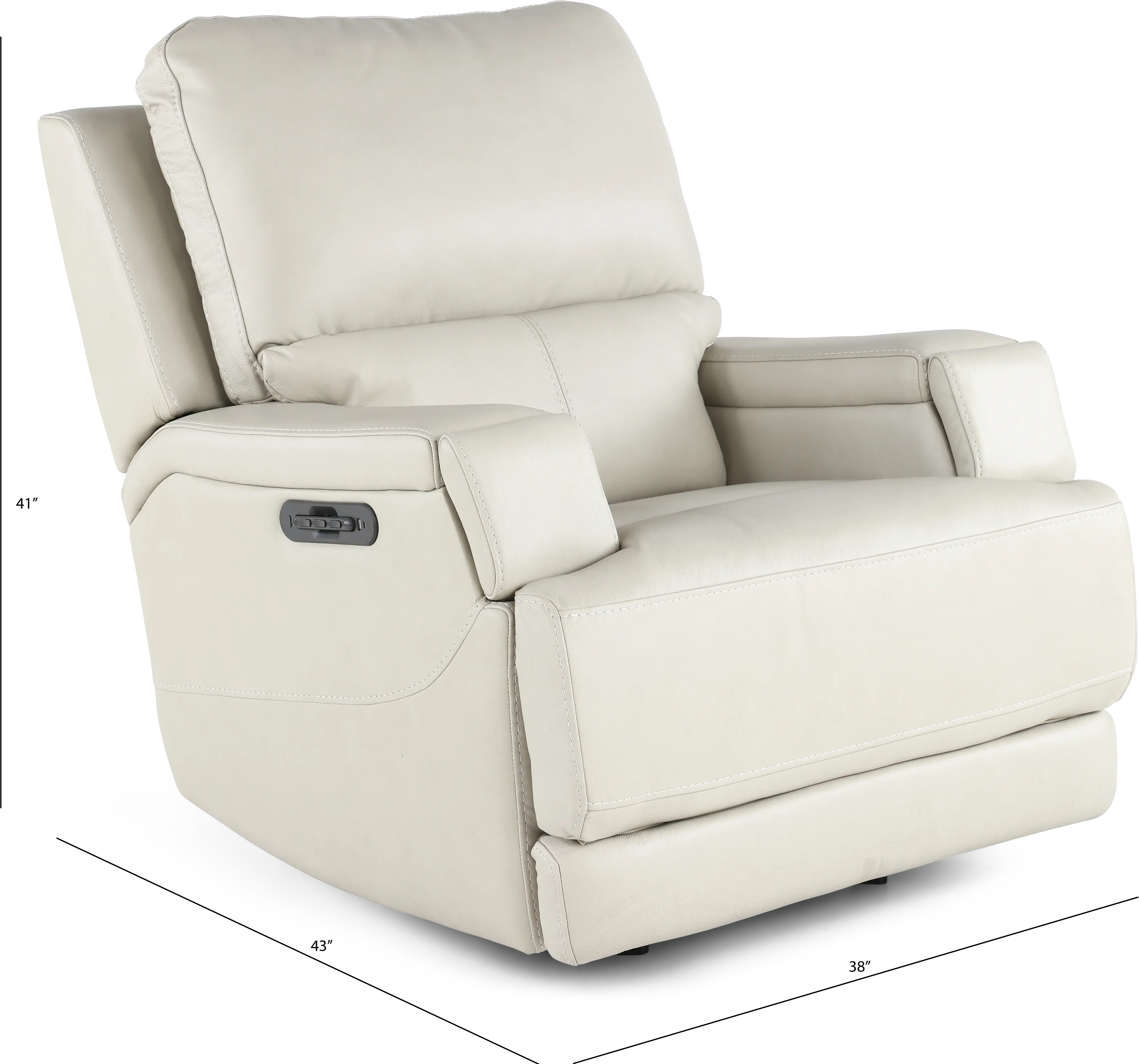 Rushton White Leather Power Rocker Recliner-3