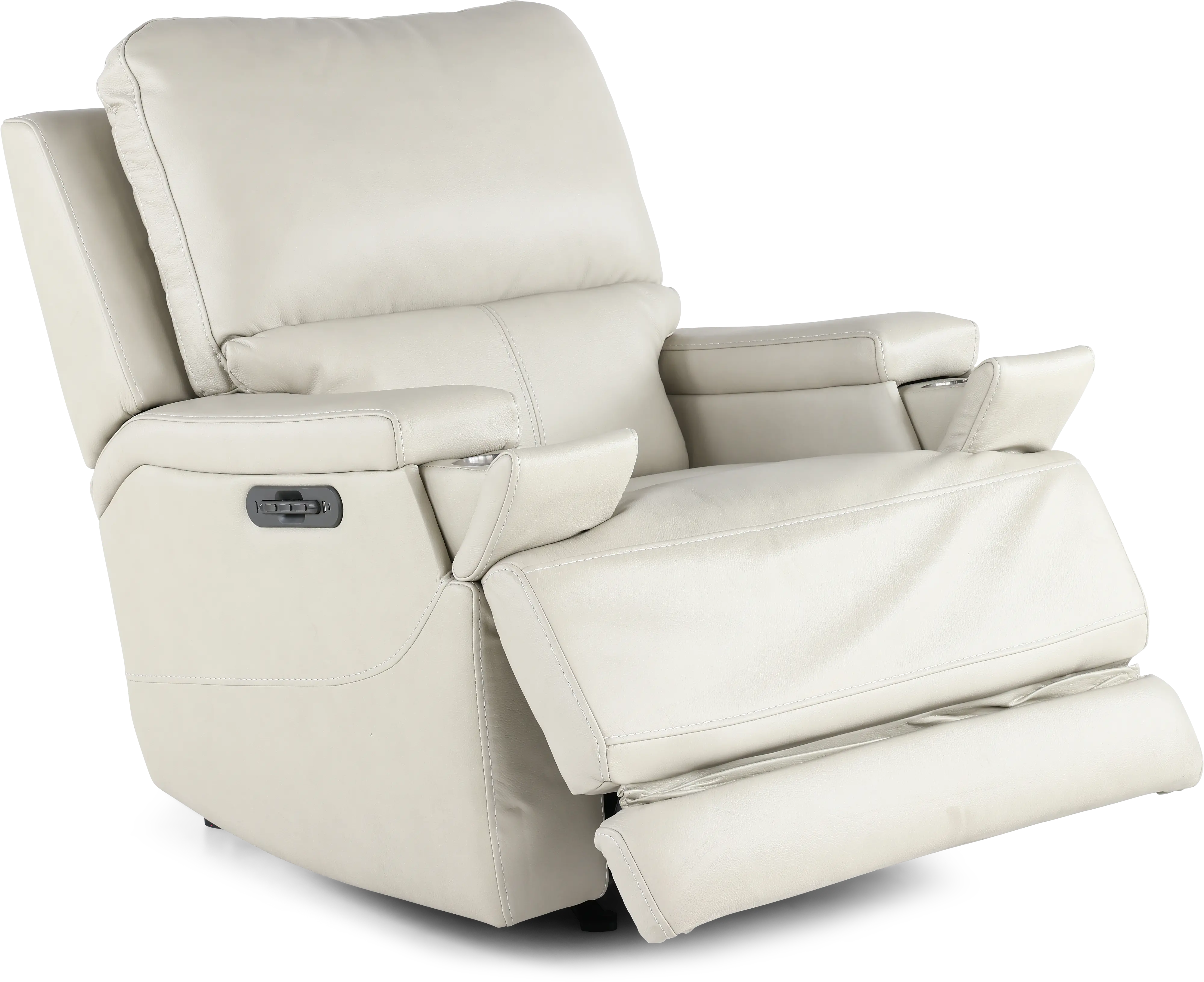 Rushton White Leather Power Rocker Recliner-5