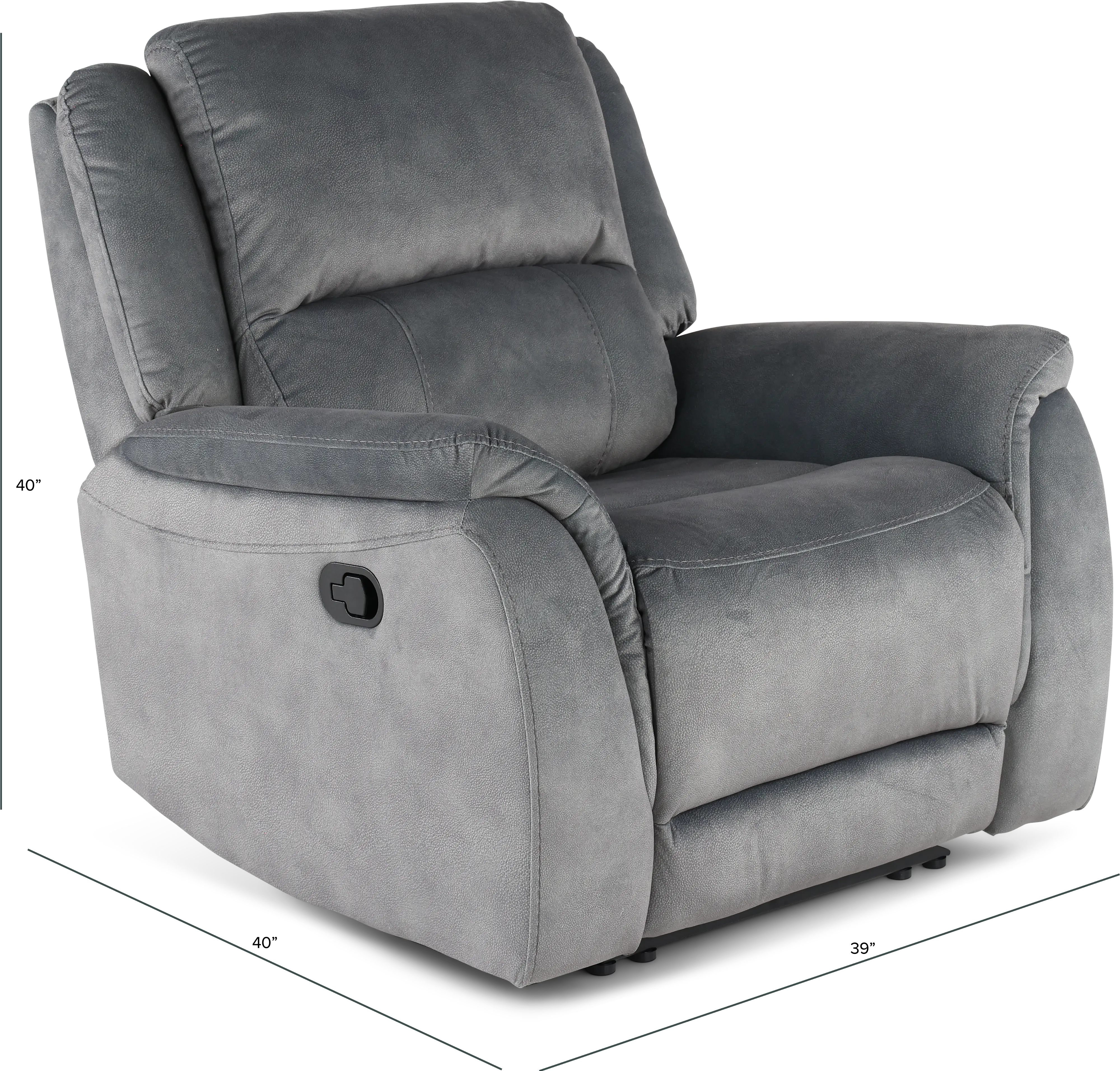 Aspen Steel Gray Manual Recliner-3