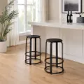CLDK26BBL Colton 26 Metal and Wood Round Bar Stool