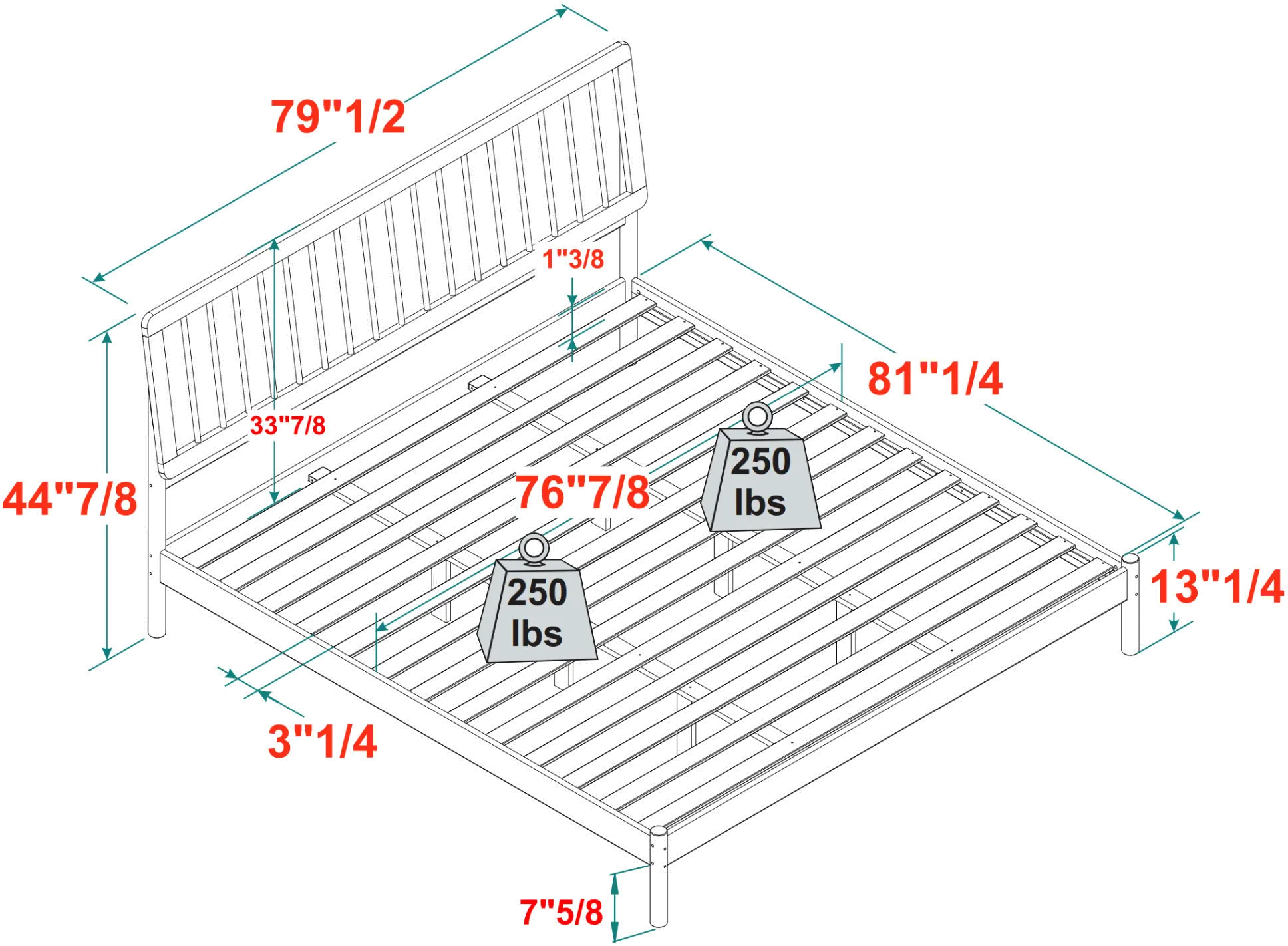 CMAB8BNP Cama Natural Wood King Spindle Bed-4