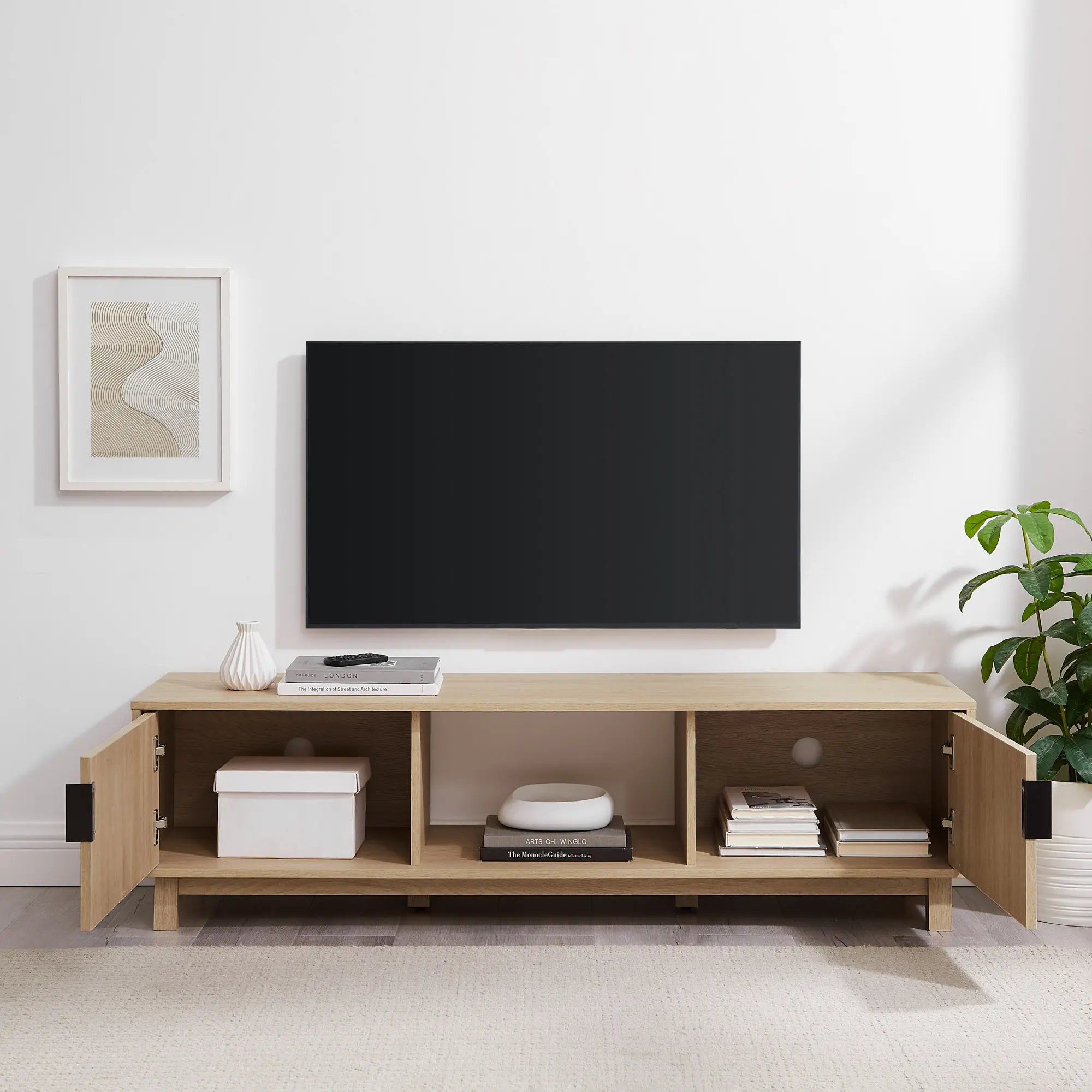 ARUM2FCO Arundo 58 2 Door Oak TV Stand-3