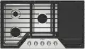 WCGK7536PS Whirlpool 36 Gas Cooktop with 2-in-1 Hinged Grate to Griddle - Stainless Steel