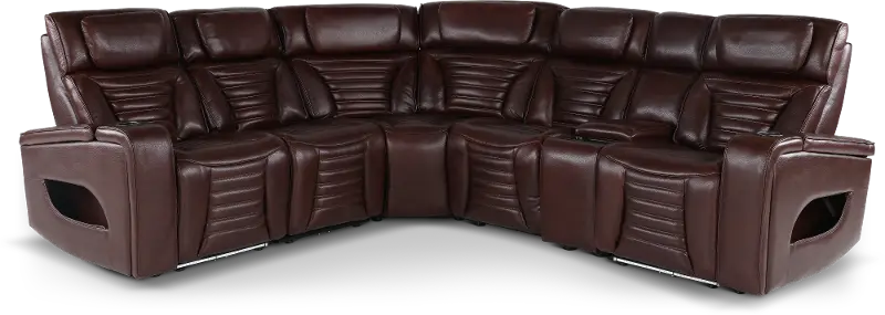 Transformer Mahogany 6 Piece Zero-Gravity Power Reclining Sectional