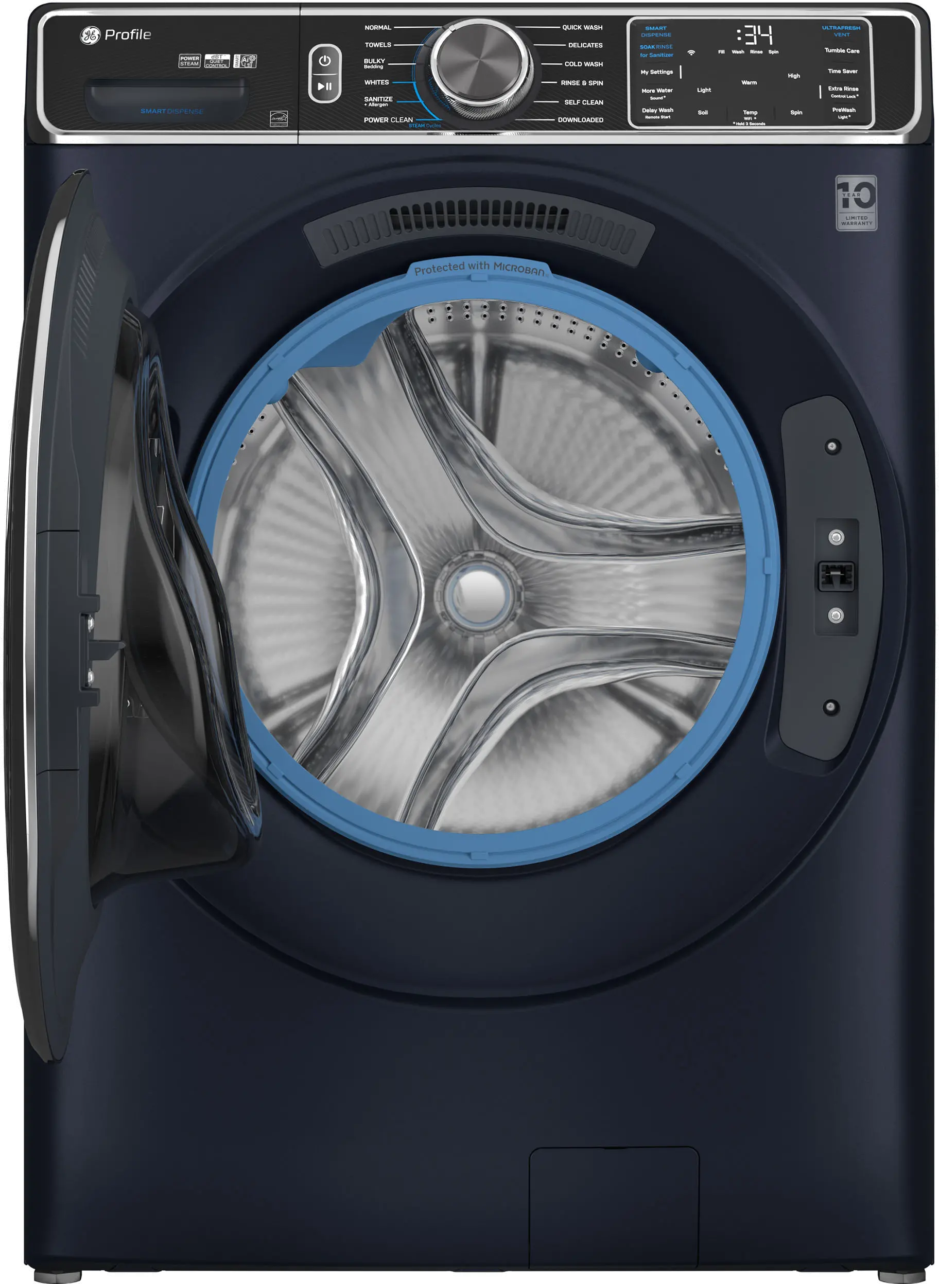 PFW870SPVRS GE Profile 5.3 Cu Ft Smart Front Load Washer with Steam - Sapphire Blue-3
