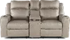 Lavenhorne Pebble Beige Reclining Loveseat with Center Console