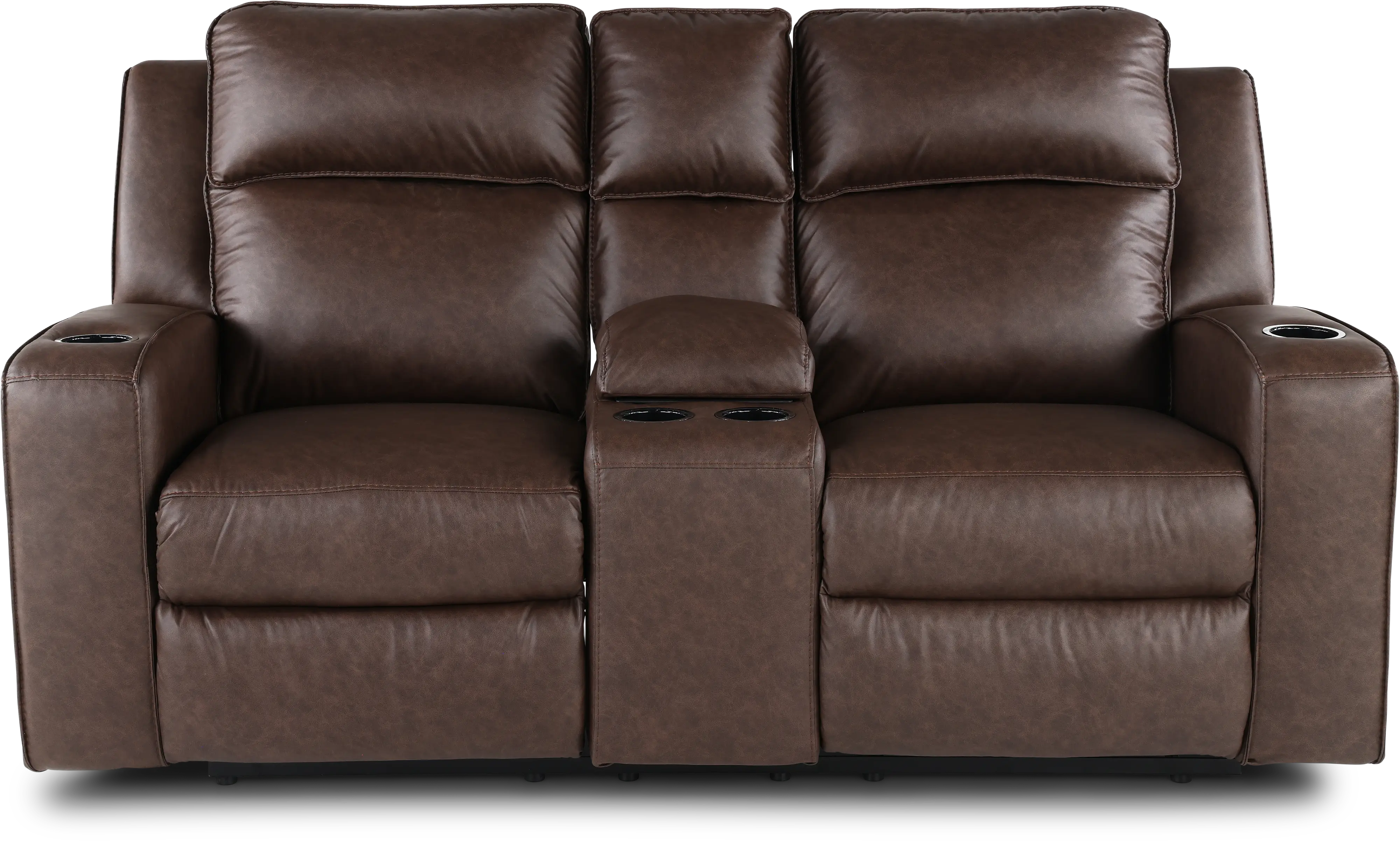 Lavenhorne Granite Dark Brown Reclining Loveseat with Center Console-1