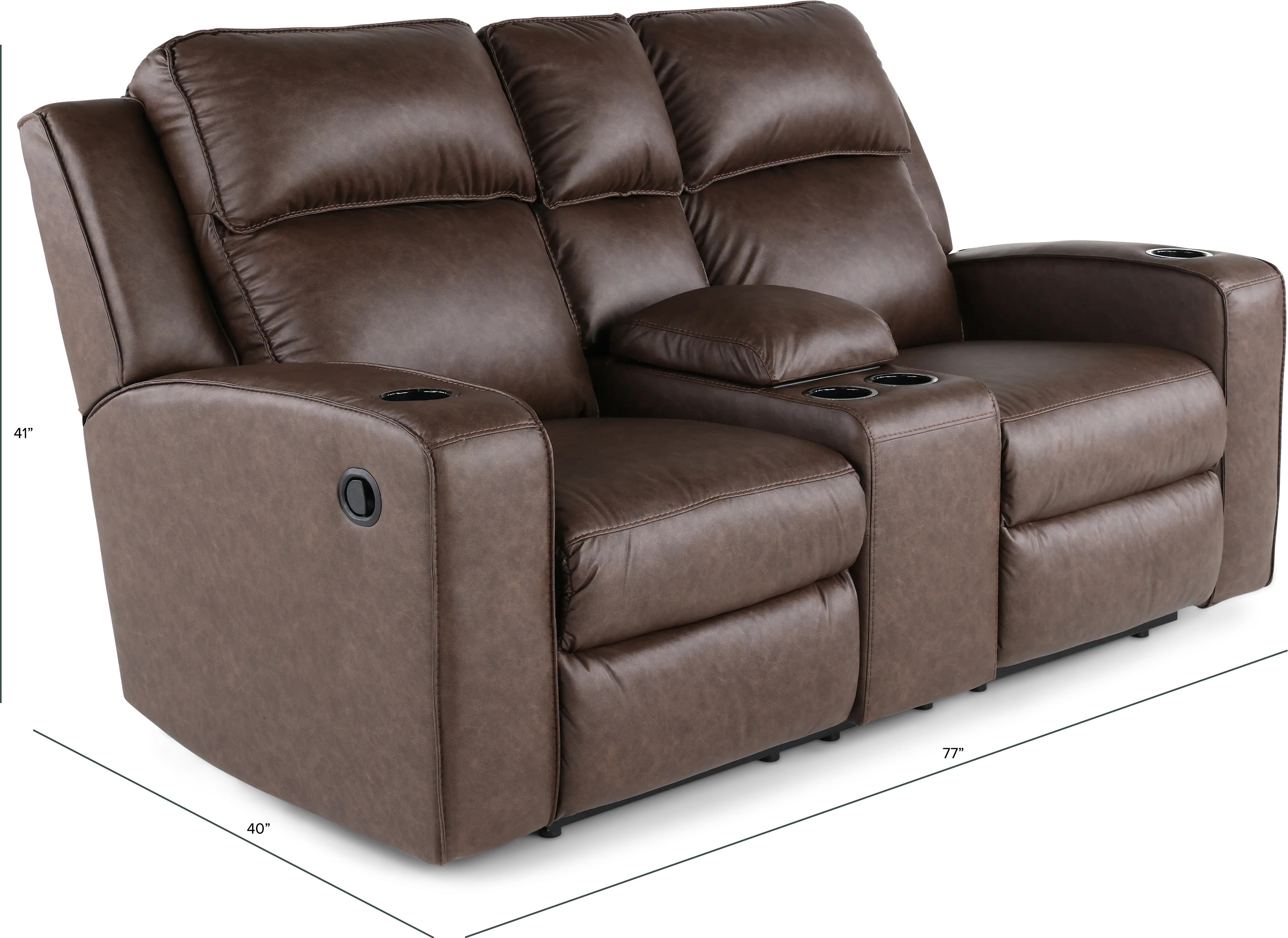 Lavenhorne Granite Dark Brown Reclining Loveseat with Center Console-3