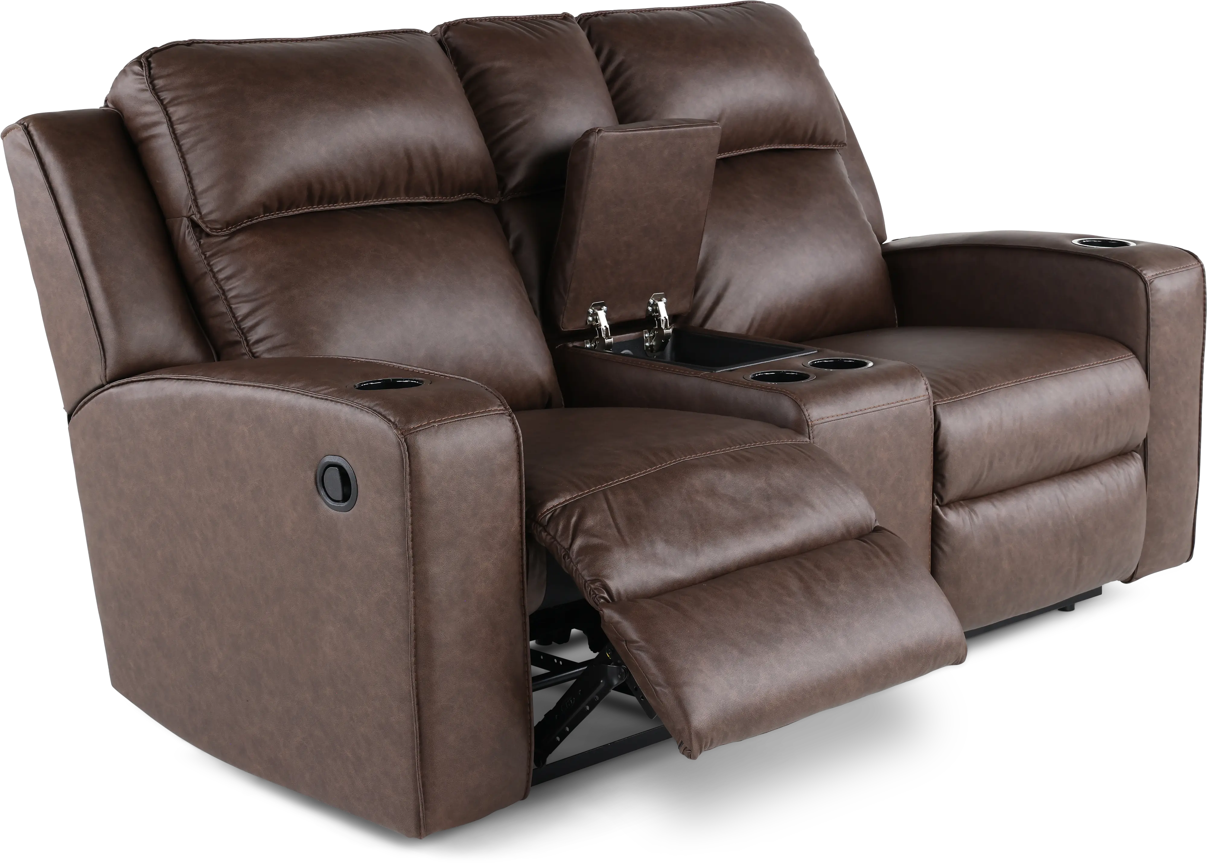 Lavenhorne Granite Dark Brown Reclining Loveseat with Center Console-6