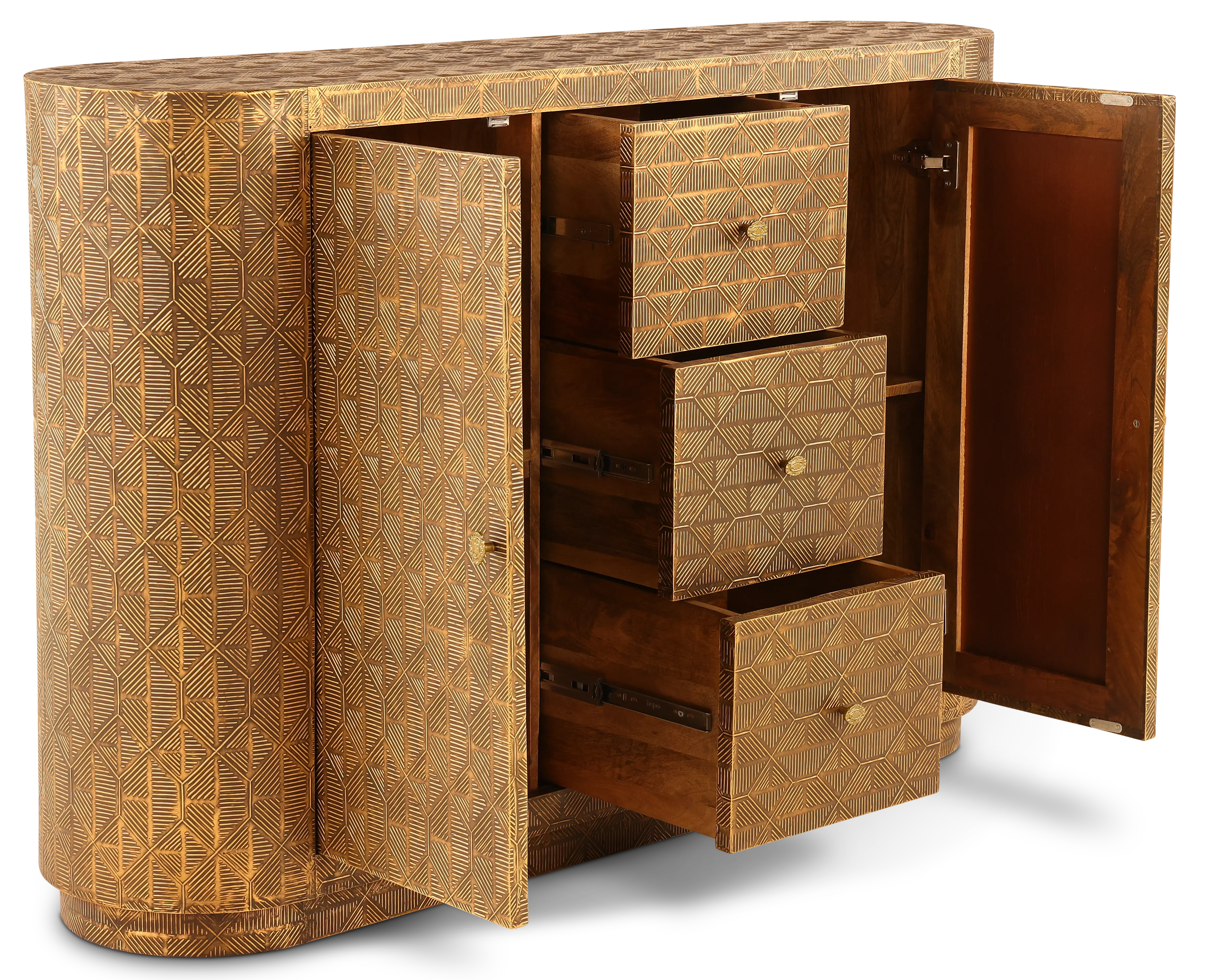 Arlind 2-Door and 3-Drawer Gold Sideboard-2