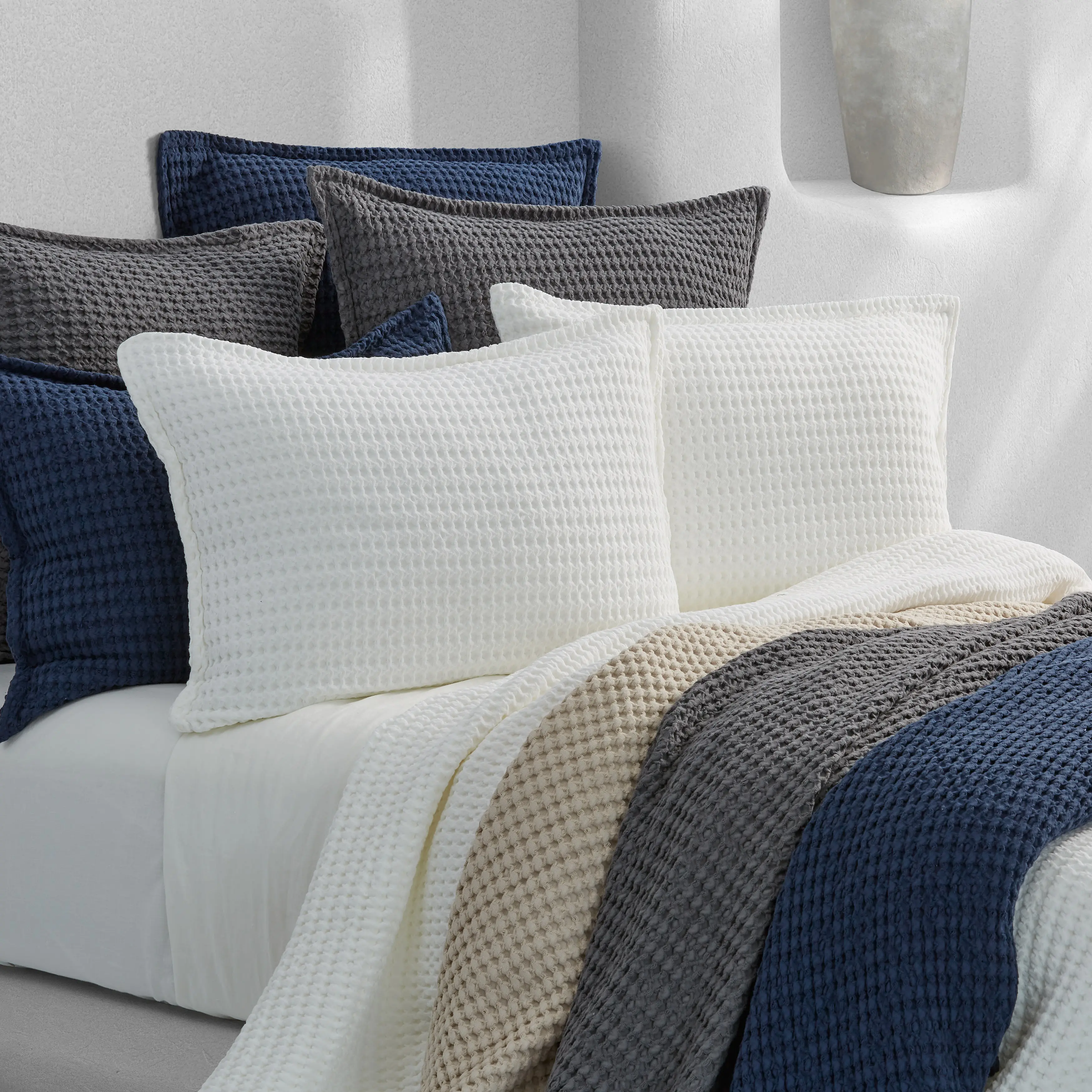 J. Queen Natural Pebble Beach Indigo Blue King Sham-3