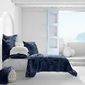 J. Queen Natural Pebble Beach Indigo Blue Full-Queen Coverlet