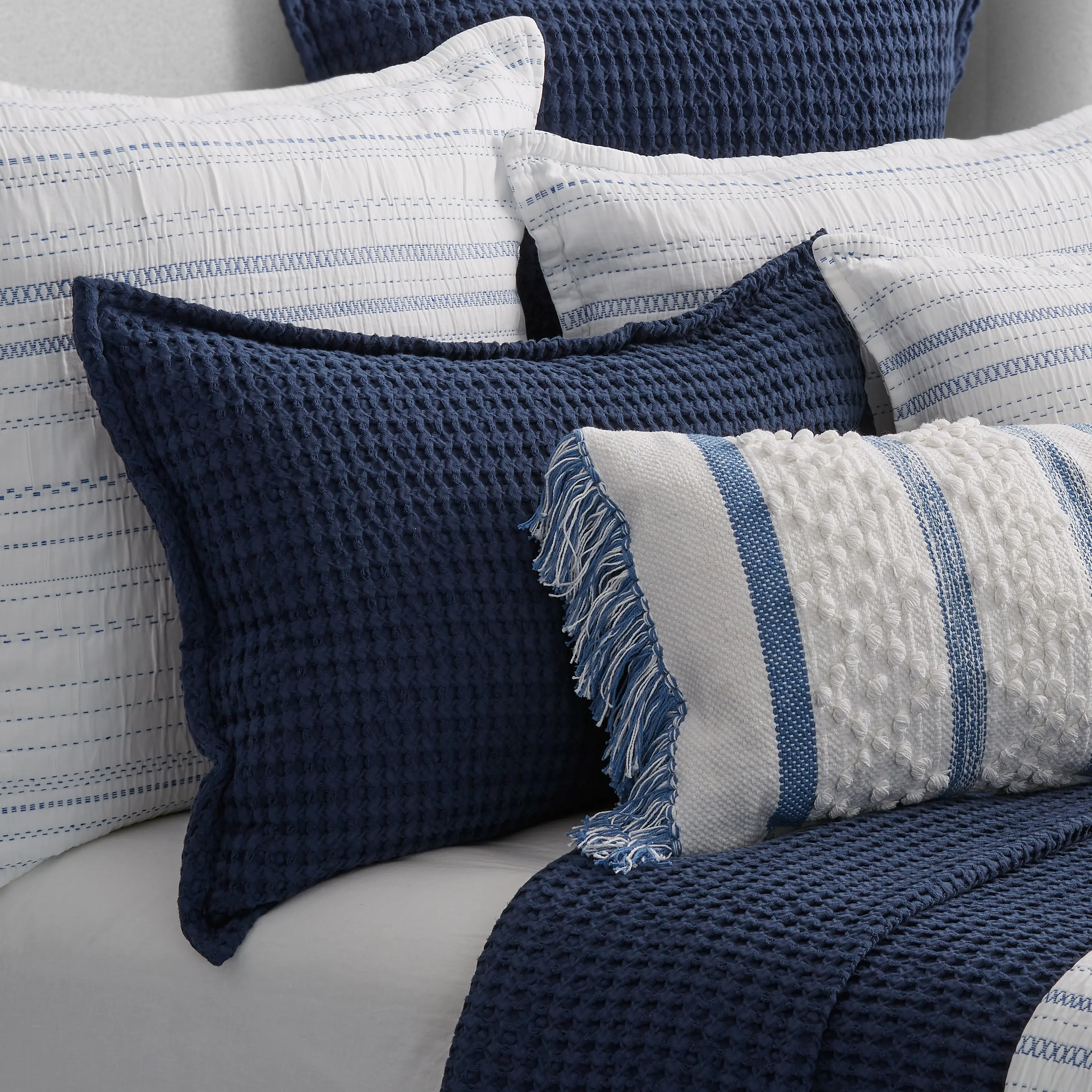 J. Queen Natural Pebble Beach Indigo Blue Standard Sham-2