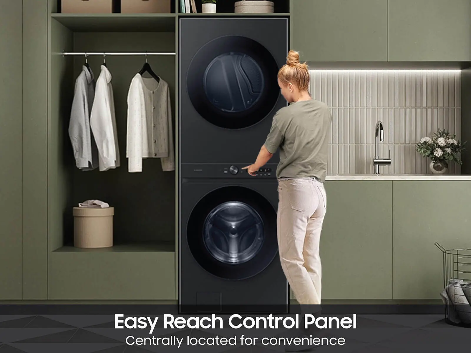 Samsung Gas Washer and Dryer AI Laundry Hub™ - Brushed Black-17