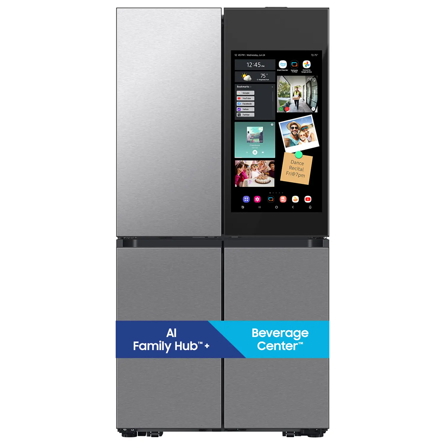 Samsung Bespoke AI 28.6 Cu Ft 4‑Door Flex™ Refrigerator – Stainless Steel with AI Family Hub™+-2