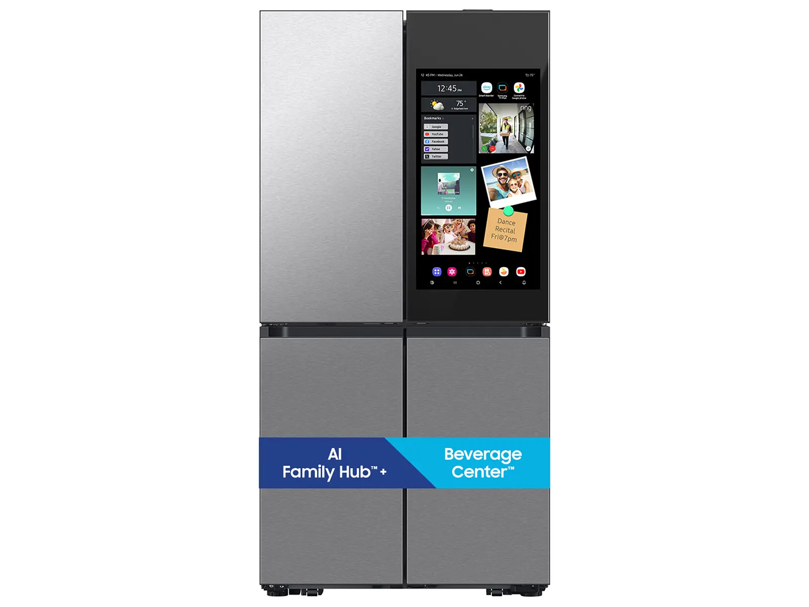 Samsung Bespoke AI 22.5 Cu Ft 4‑Door Flex™ Refrigerator - Counter‑Depth Stainless Steel with AI Family Hub™+-2