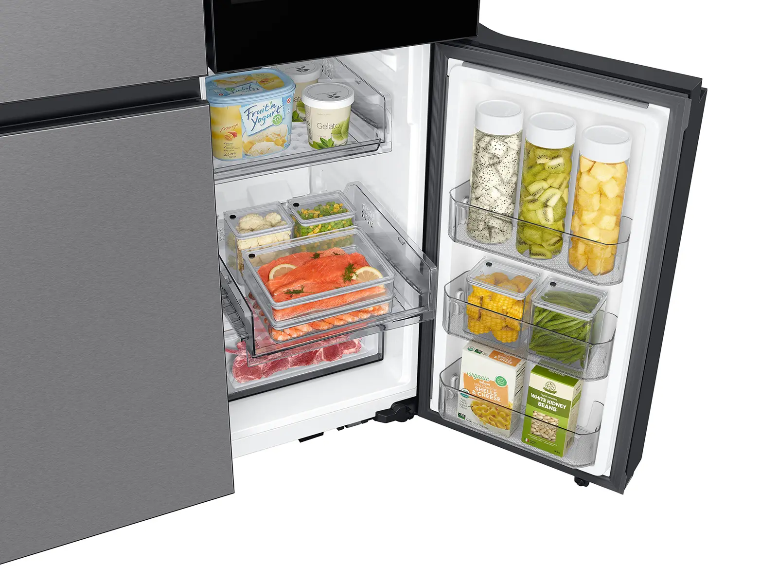 Samsung Bespoke AI 22.5 Cu Ft 4‑Door Flex™ Refrigerator - Counter‑Depth Stainless Steel with AI Family Hub™+-21