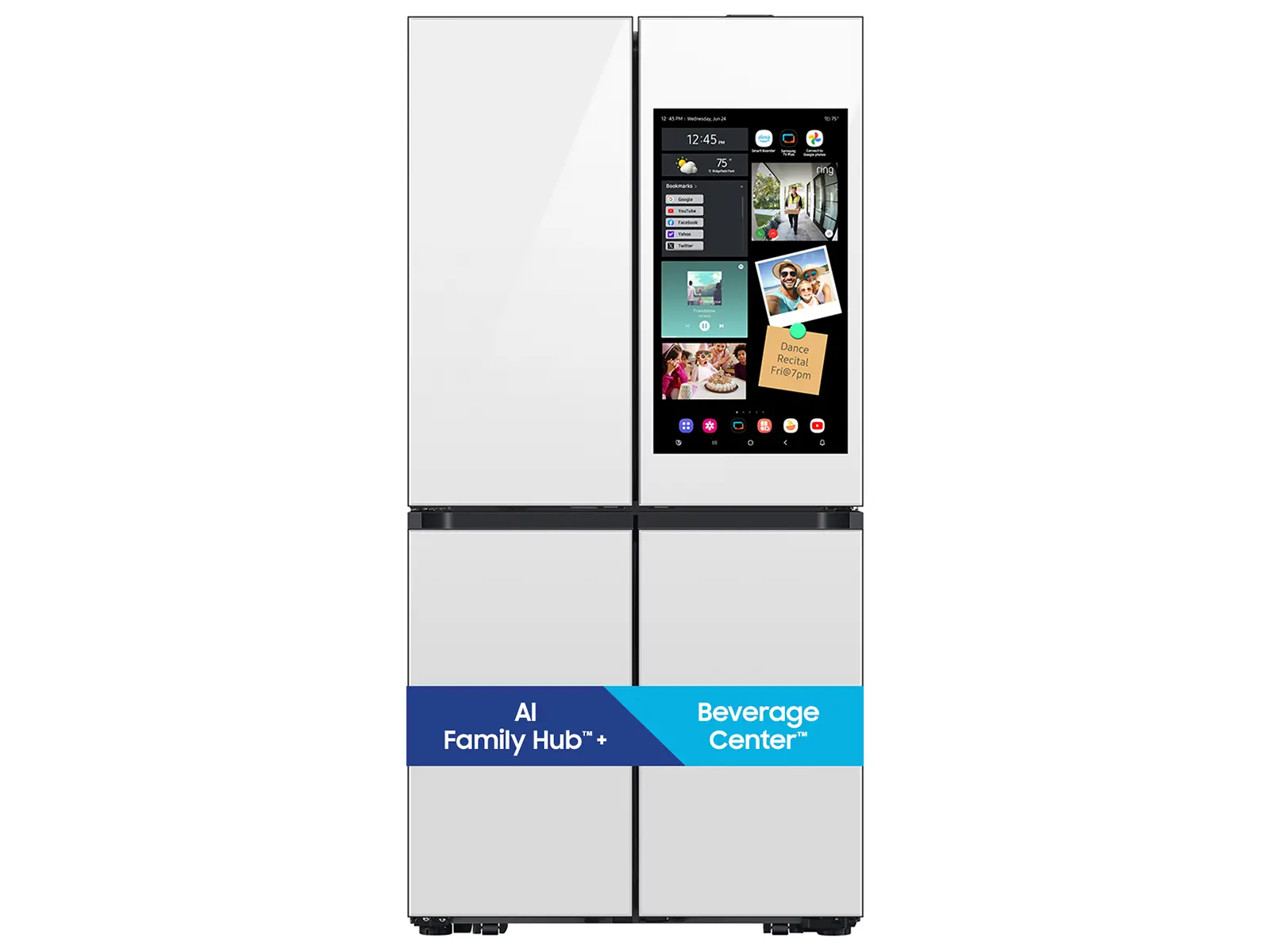 Samsung Bespoke AI 28.6 Cu Ft 4‑Door Flex™ Refrigerator – White Glass with AI Family Hub™+-2