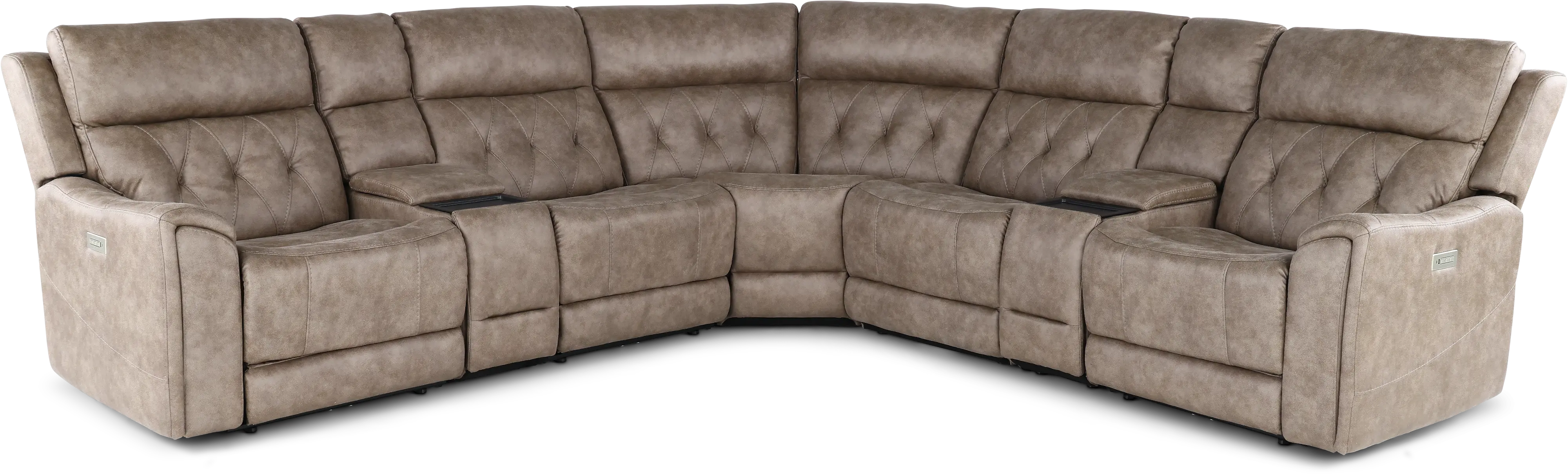 Anniston Fog Beige 7 Piece Power Reclining Sectional with Audio System-1