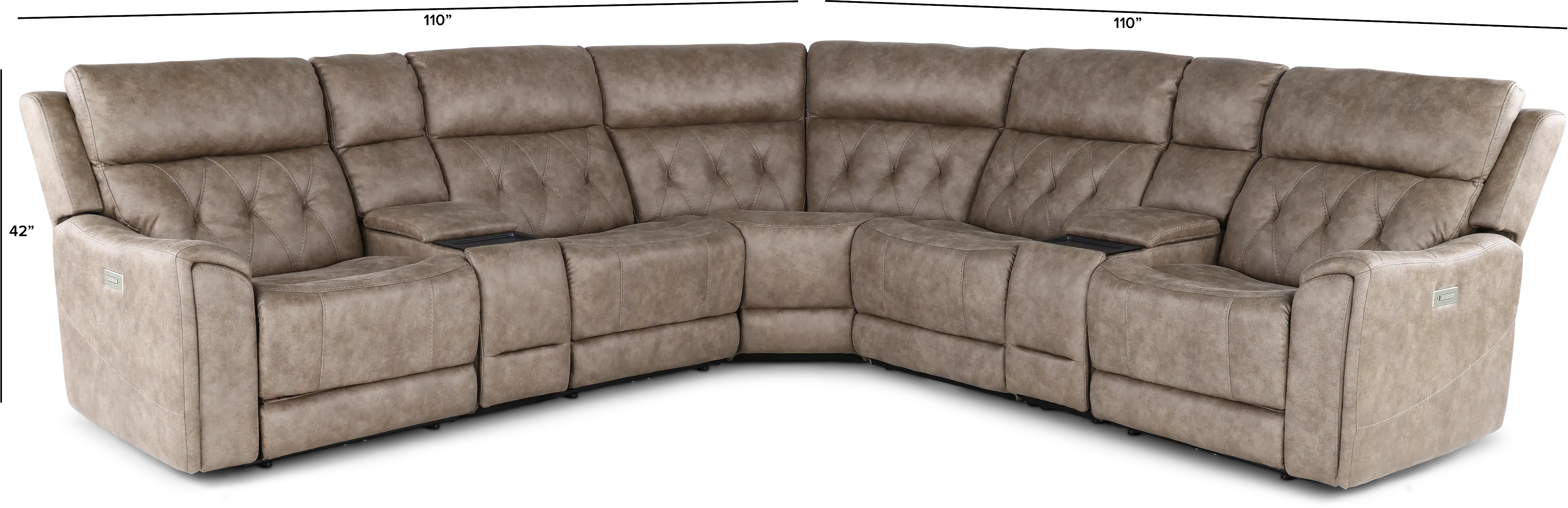 Anniston Fog Beige 7 Piece Power Reclining Sectional with Audio System-3