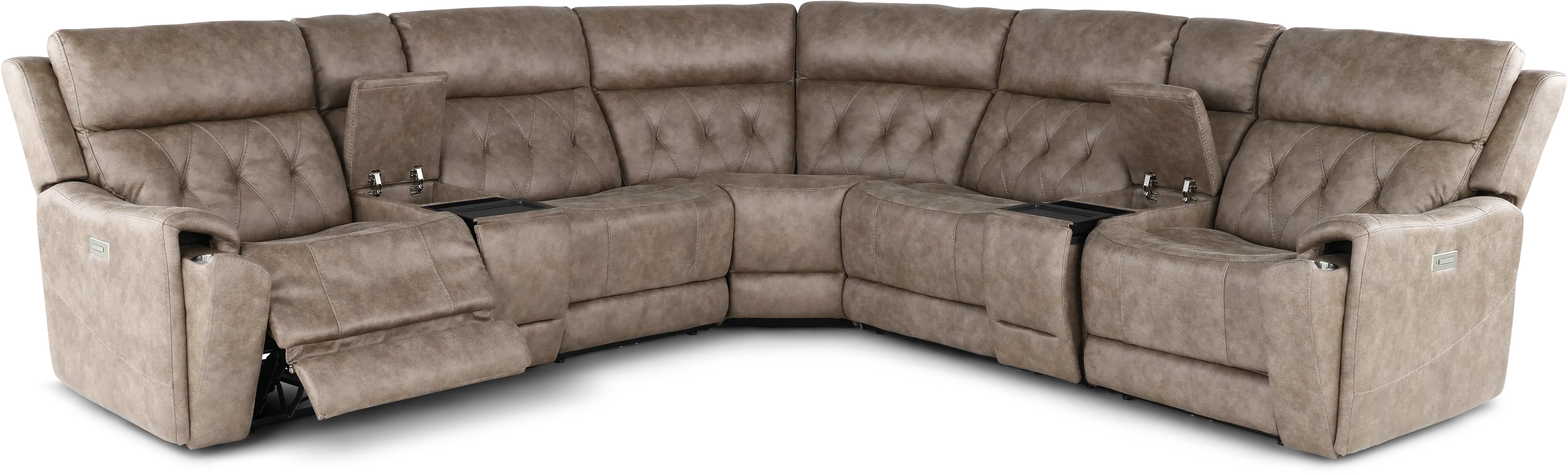 Anniston Fog Beige 7 Piece Power Reclining Sectional with Audio System-4