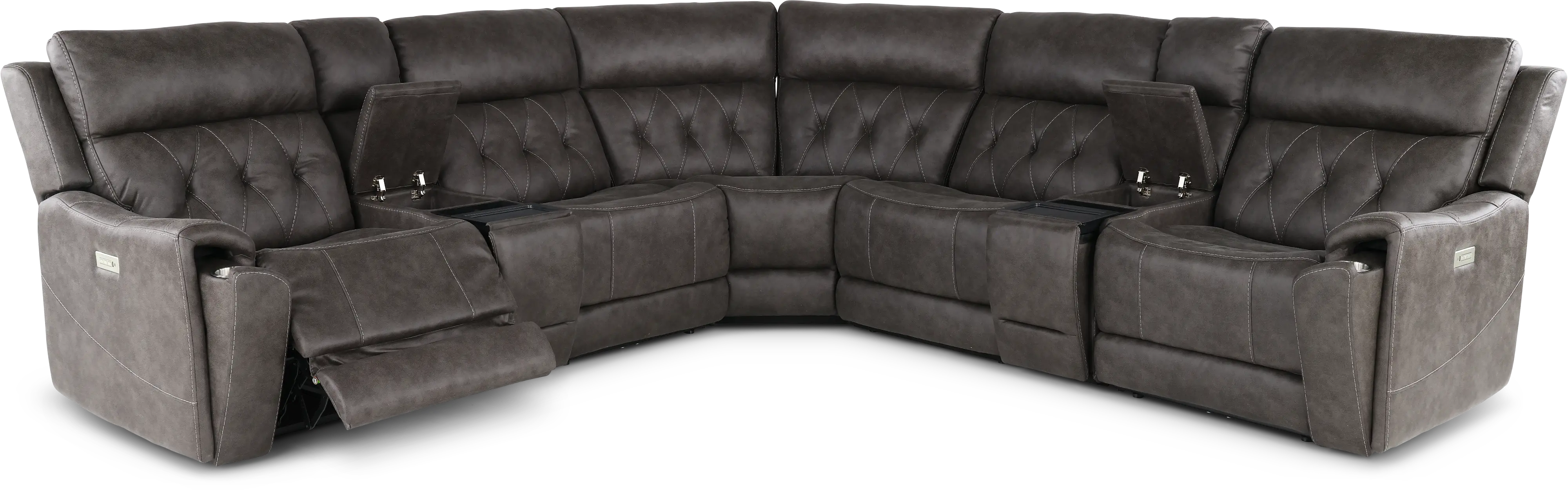 Anniston Steel Gray 7 Piece Power Reclining Sectional with Audio System-4