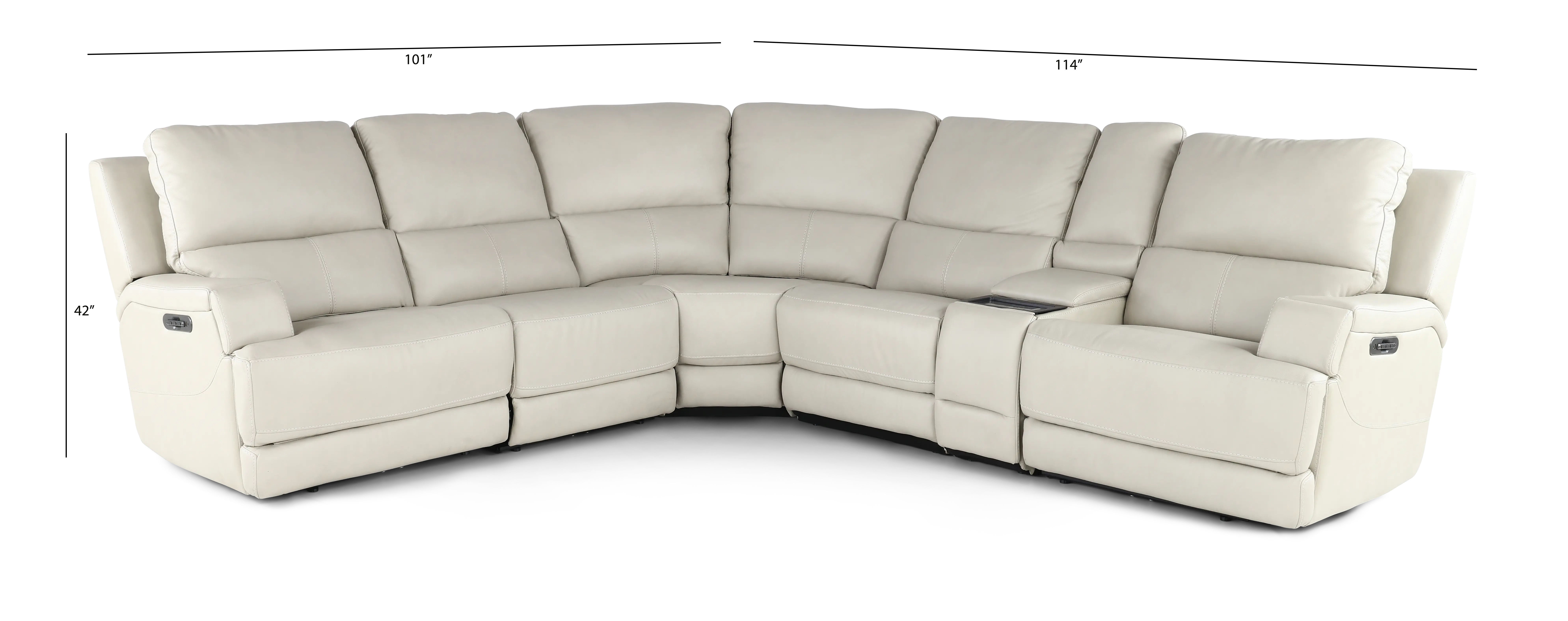 Rushton White Leather 6 Piece Power Reclining Sectional-3