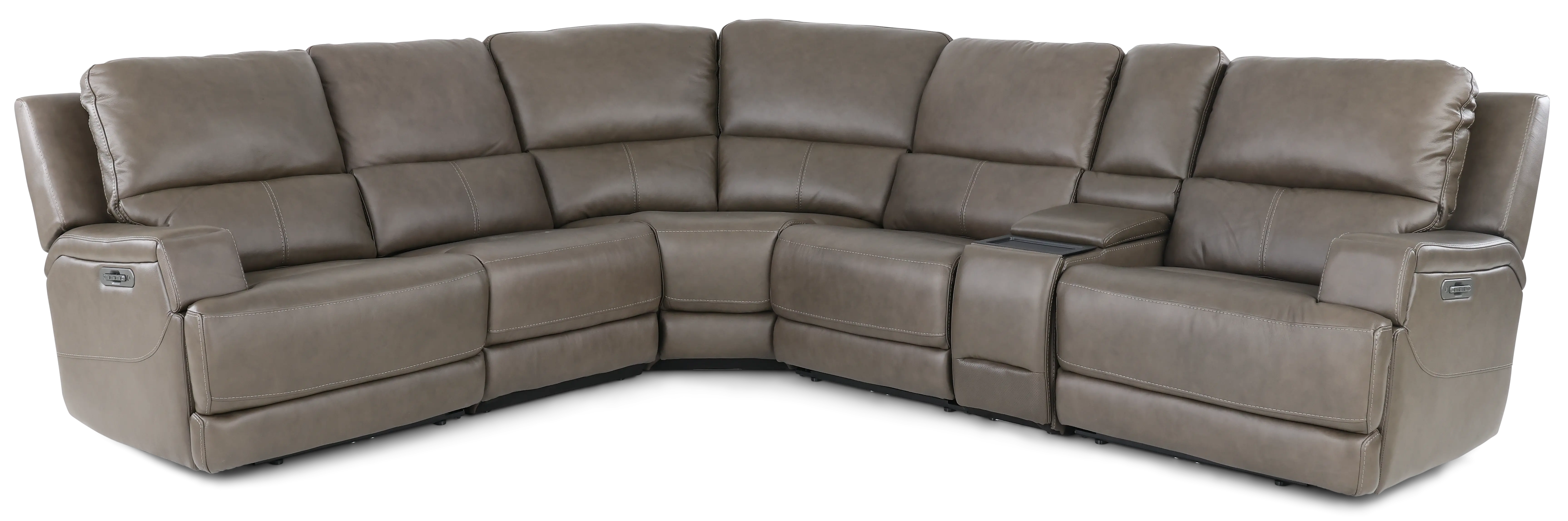 Rushton Lontra Brown Leather 6 Piece Power Reclining Sectional-1
