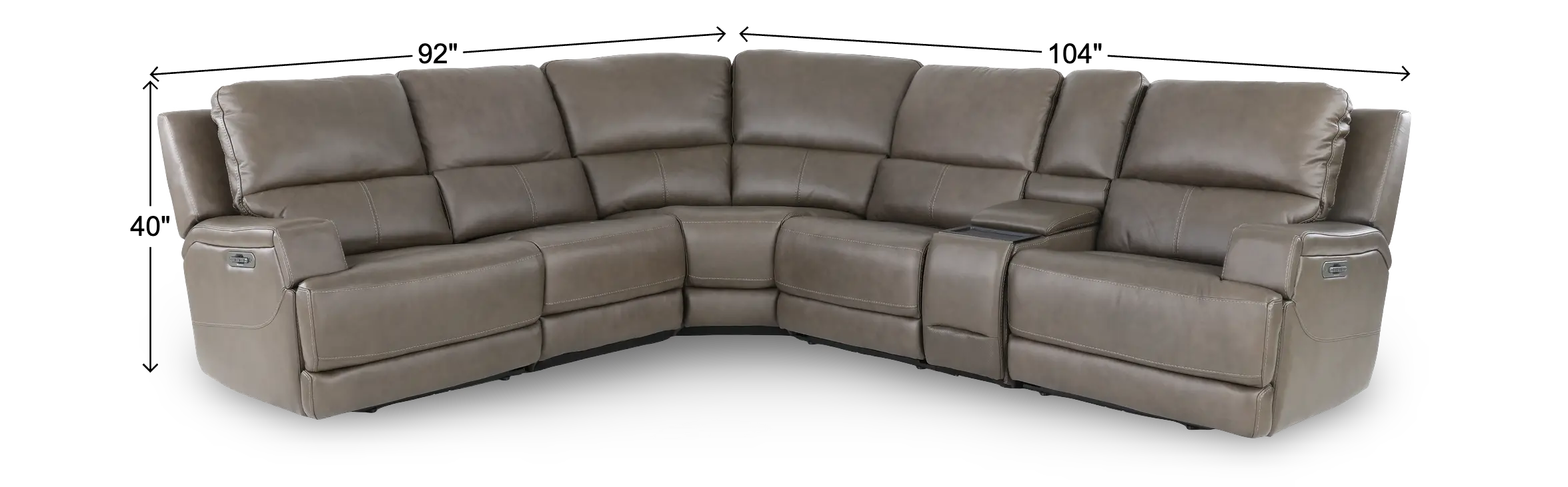 Rushton Lontra Brown Leather 6 Piece Power Reclining Sectional-3