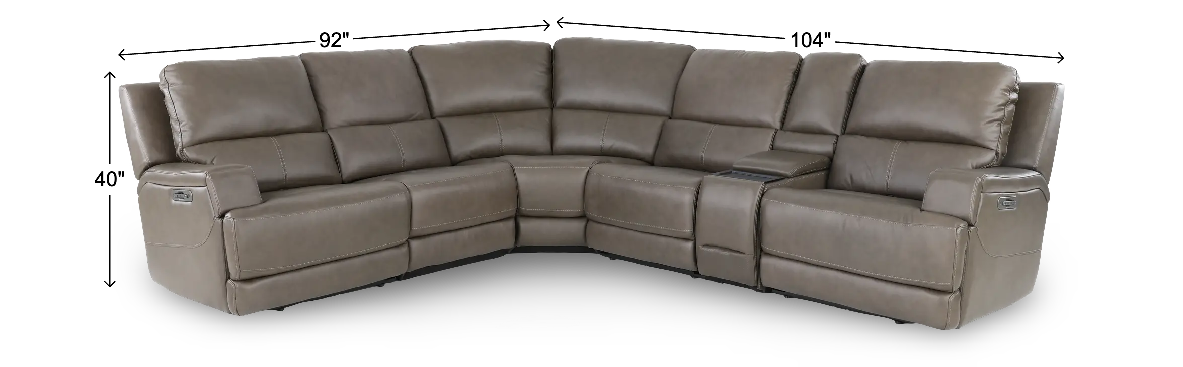Rushton Lontra Brown Leather 6 Piece Power Reclining Sectional with Multimedia Console-3